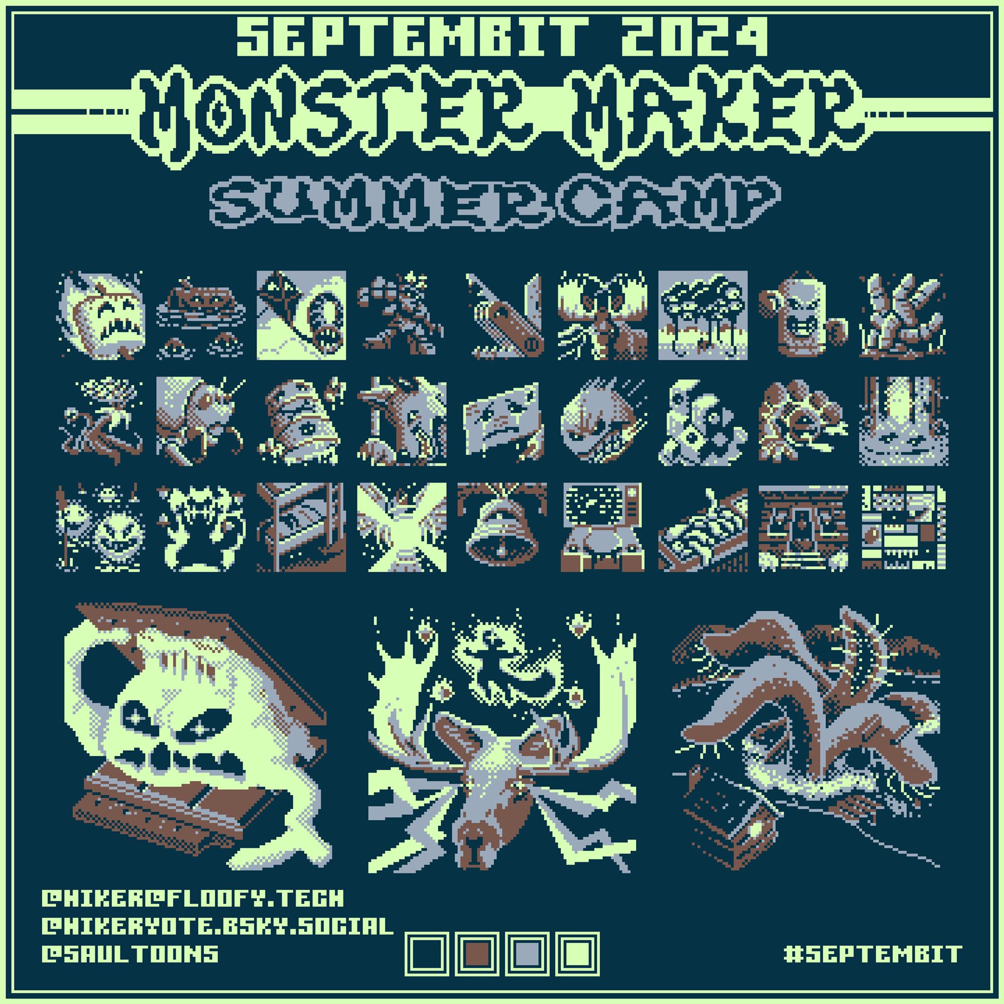 A bigger version of the Septembit challenge form, with 30 pixel beasties!