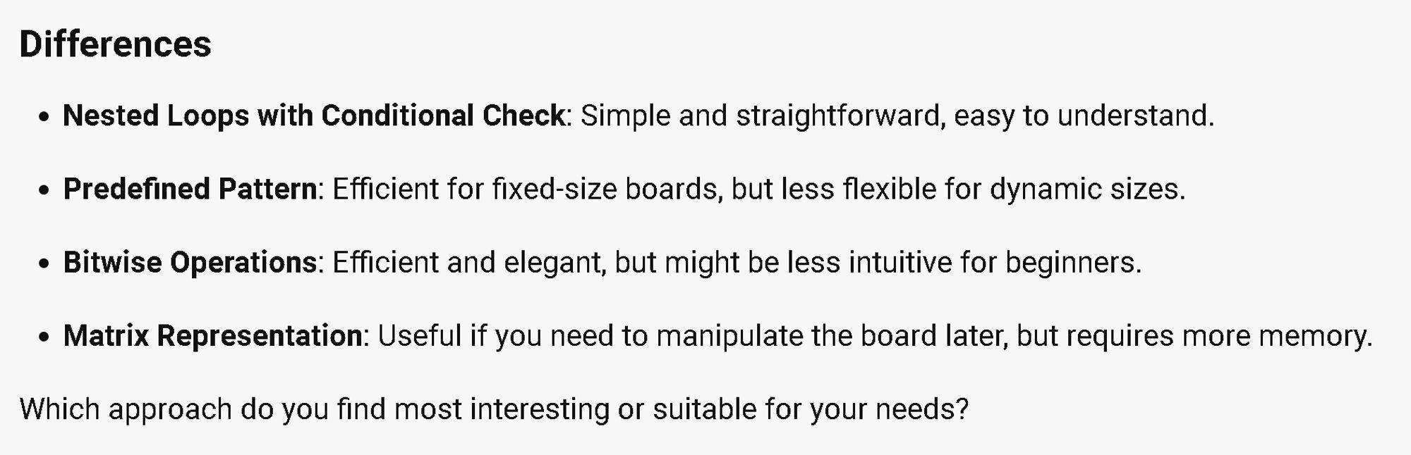 From Copilot -  different algorithms to draw a checkerboard using pseudocode