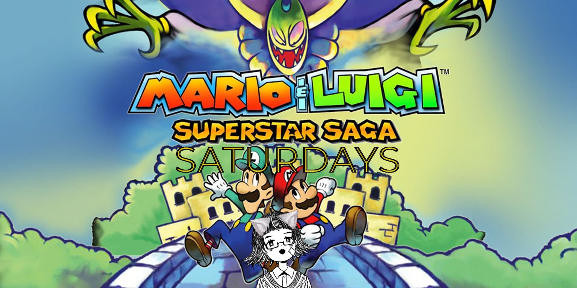 The key art for Superstar Saga shows Mario and Luigi looking up to Cackletta. Neo is also looking up with the Bros.