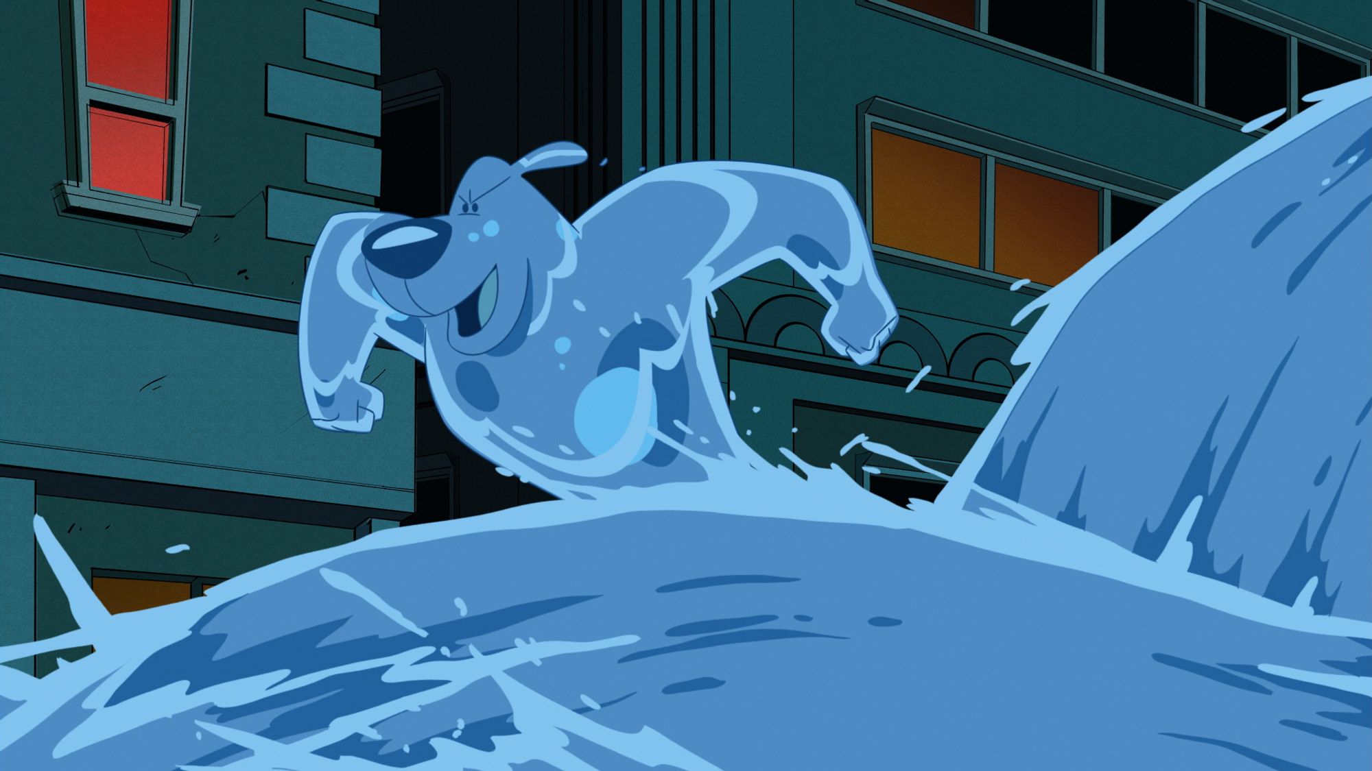 The 2017 Version of The Liquidator, a Villain from Disney's Darkwing Duck; an anthromorphic dog made of water.