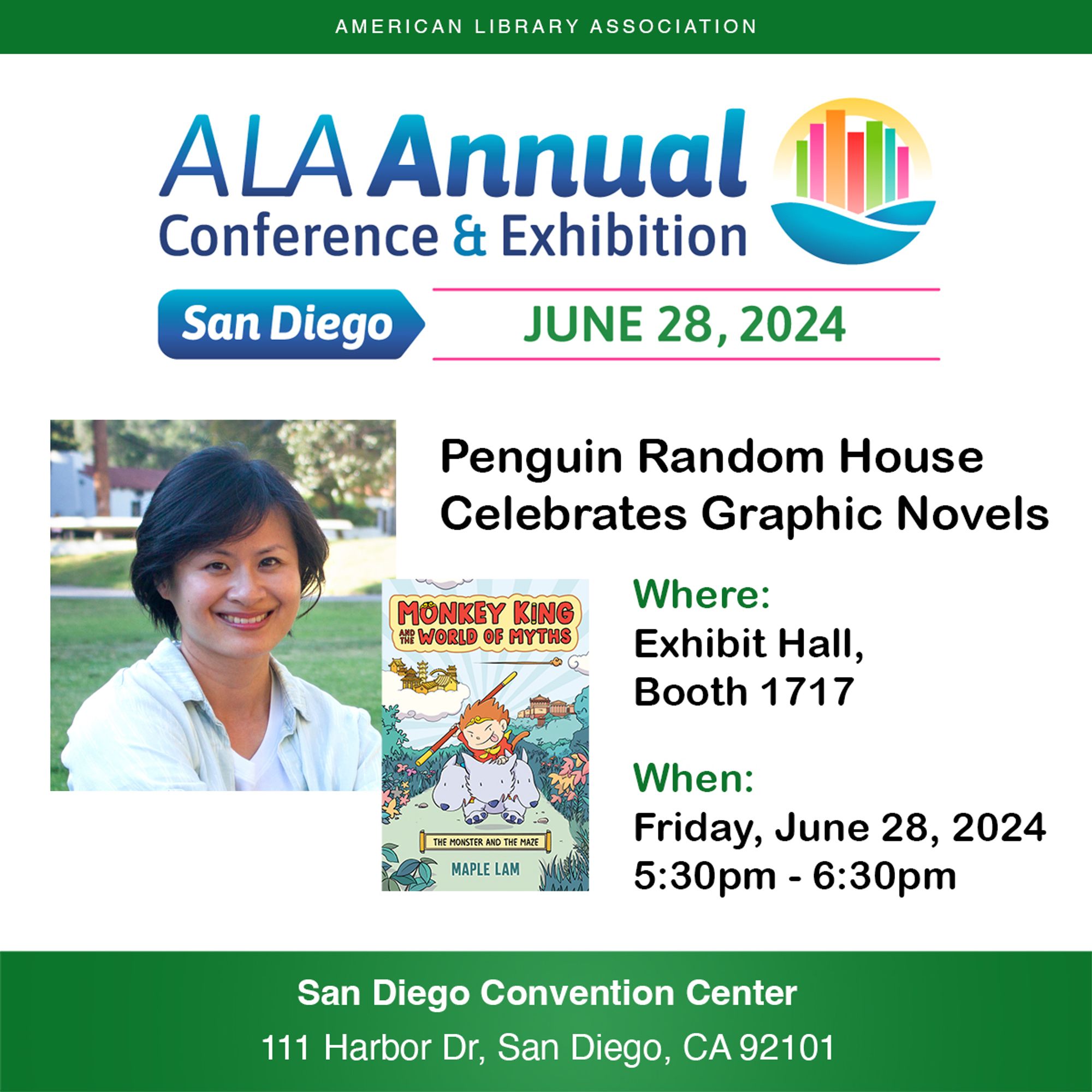 Maple Lam will be at ALA on Friday, June 28, 2024 from 5:30pm to 6:30pm at Exhibit Hall, Booth 1717.