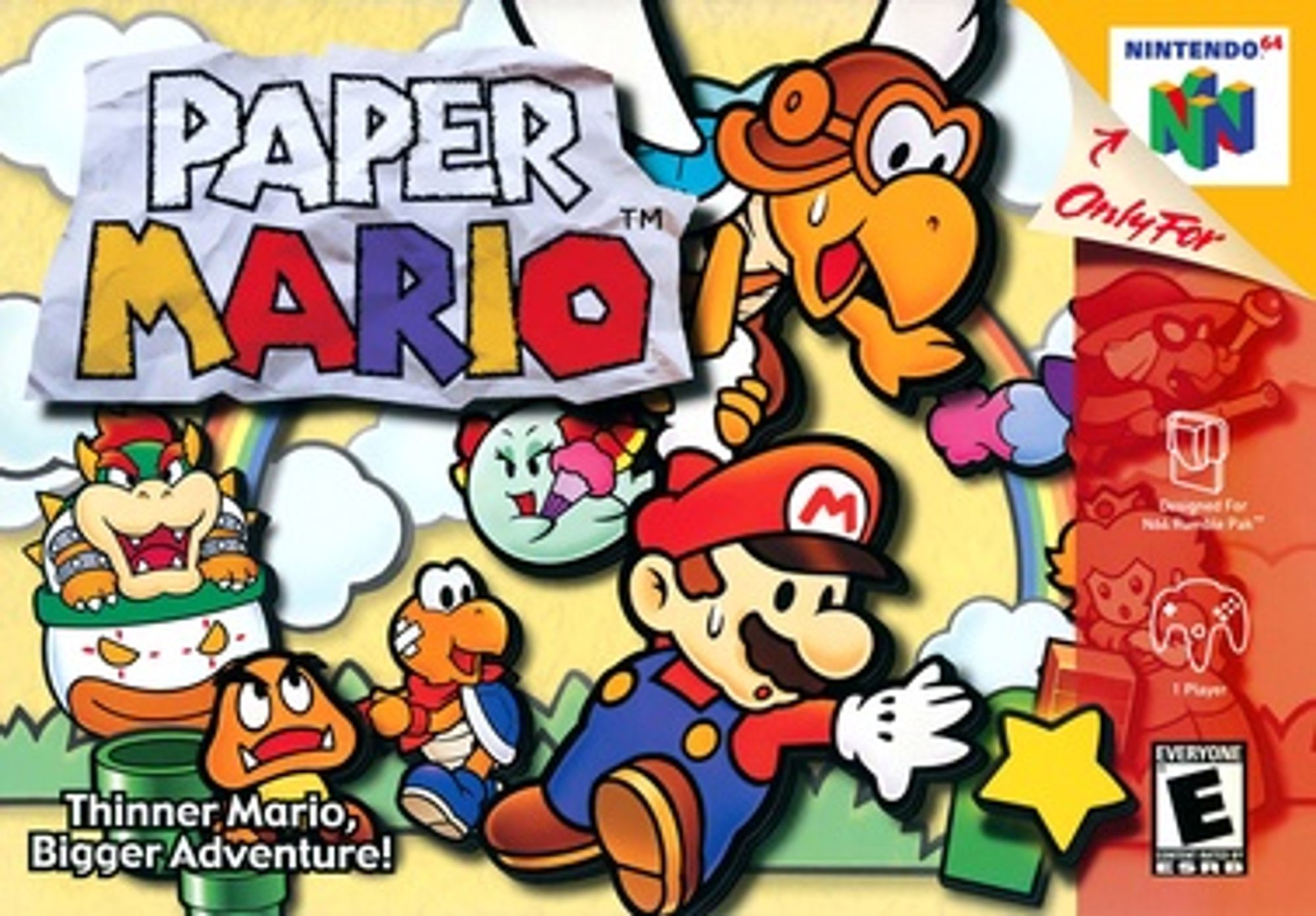 The box cover of Paper Mario for the Nintendo 64