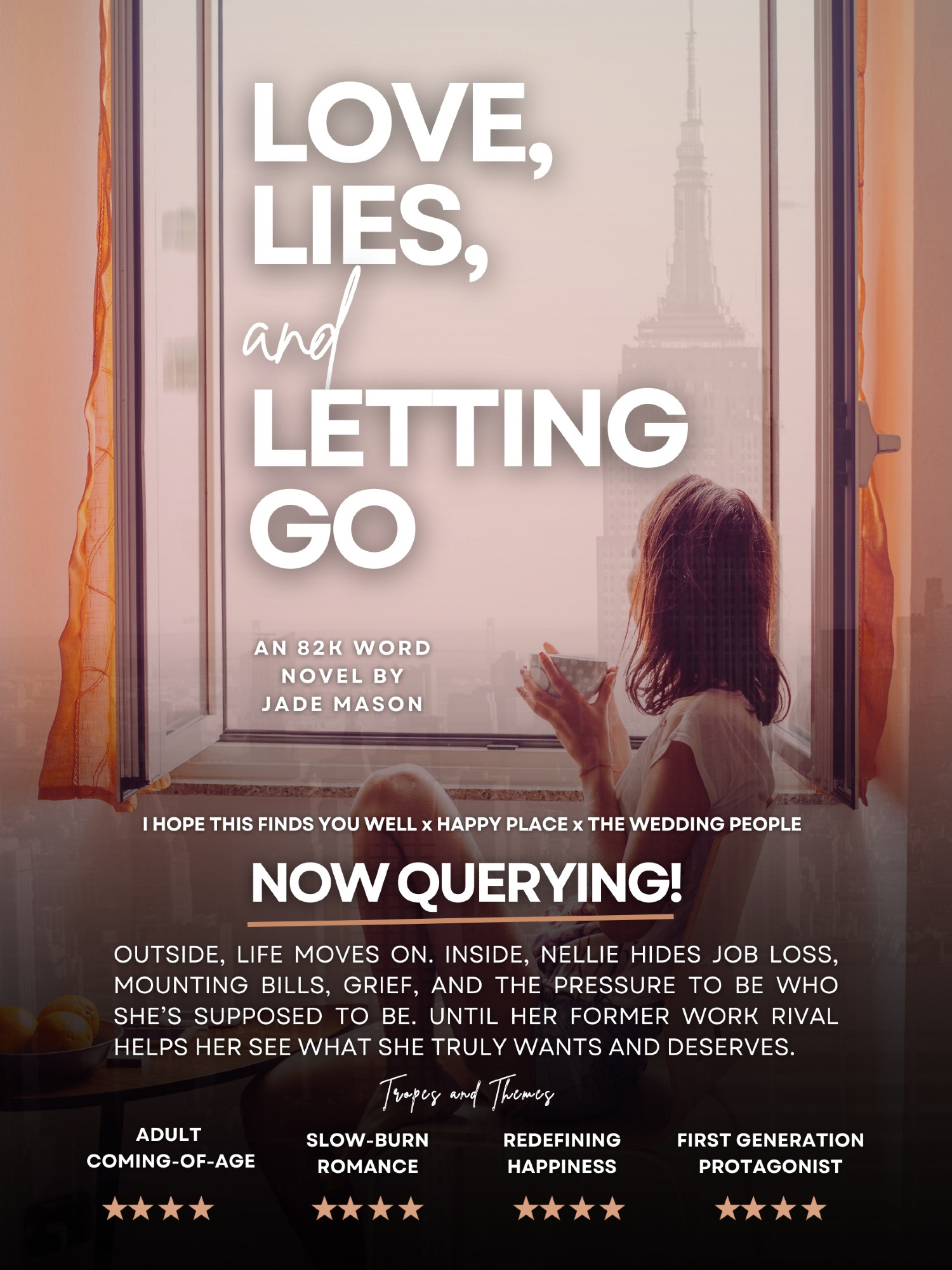 Things aren’t going according to plan for Nellie:
🤐 Laid off, hiding it
🇵🇭 Afraid to disappoint her Filipino dad
💸 Can’t afford BFF’s wedding
🏠 Rent’s rising
💕 Keeps running into ex–work rival (groom’s brother)
Maybe falling apart is exactly what she needs. #posterpit #q #wf w/ #r