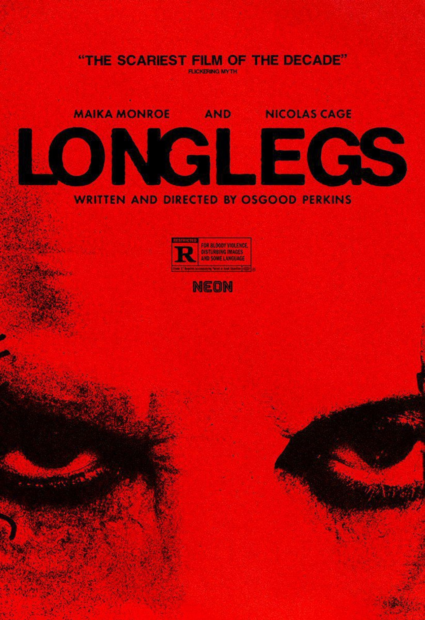 Longlegs poster: all red. With big creepy eyes