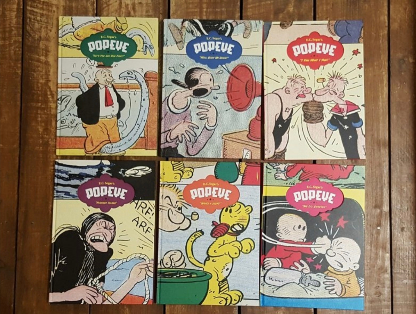 6 volumes of Popeye books by E.C. Segar published by Fantagraphics.