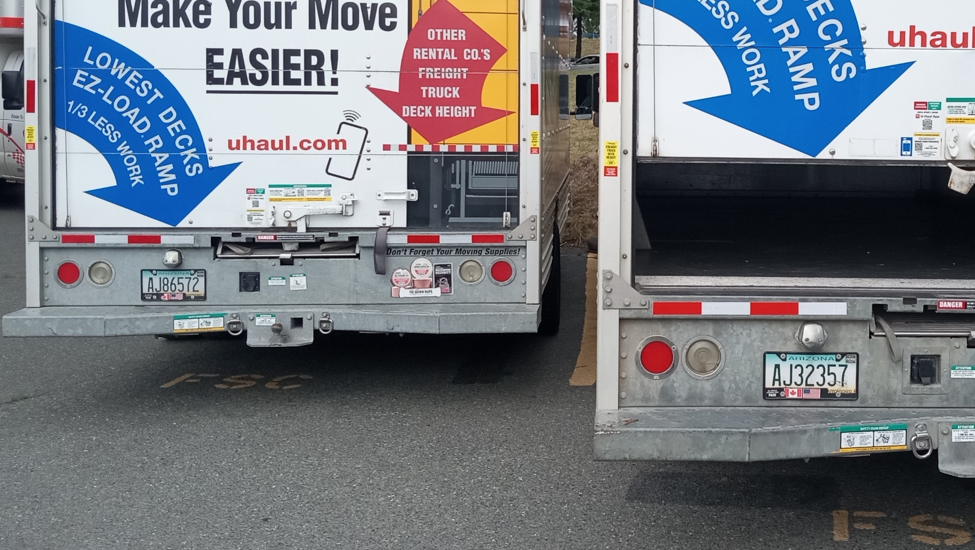 U-Haul vans with "permanent" Arizona license plates. 