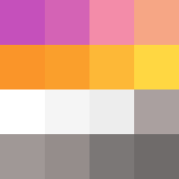 adrasteia by druidbird. A 16-color palette with a selection of pinks, yellows and grays.