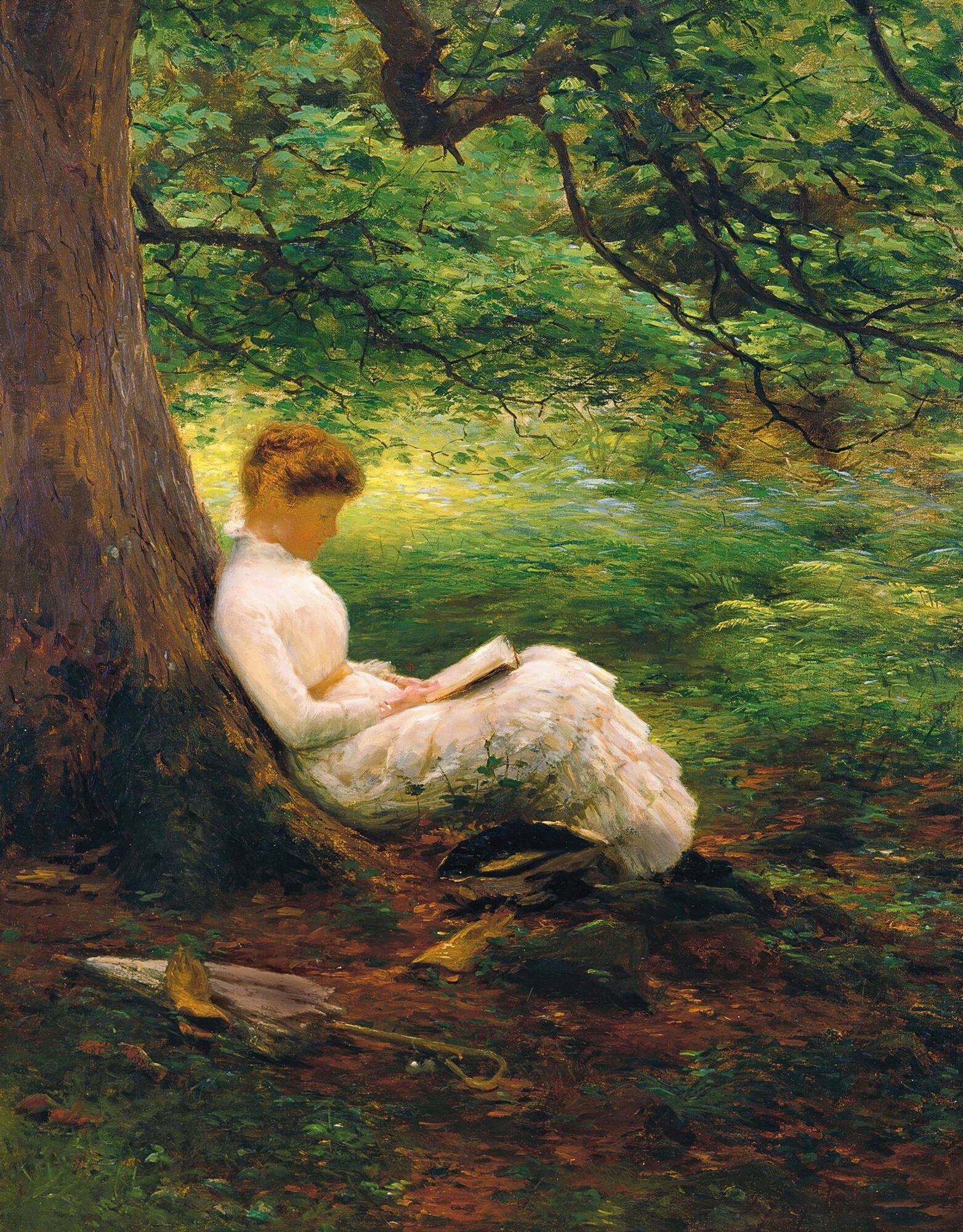 Gemälde des schottischen Malers Joseph Farquharson (1846 – 1935). Es trägt den Titel "Summertime" und zeigt eine Frau, die sitzend an einem Baum gelehnt in einem Buch liest. Die Entstehungszeit des Bildes ist unbekannt.