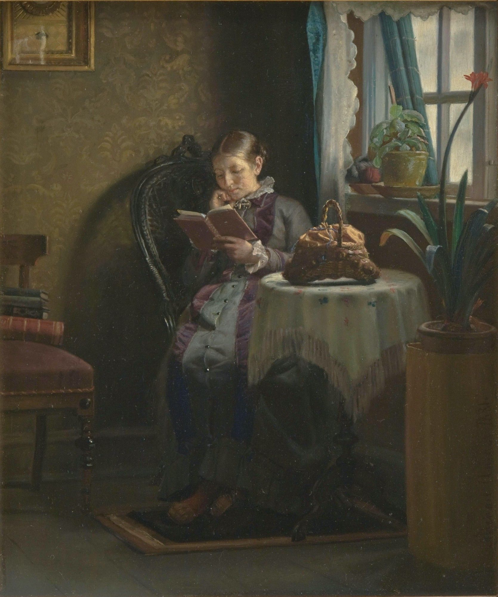 Gemälde des dänischen Males Michael Peter Ancher (1849–1927). 
 Es trägt den Titel "Anna Ancher læsende / Anna Ancher reading" und entstand 1881.