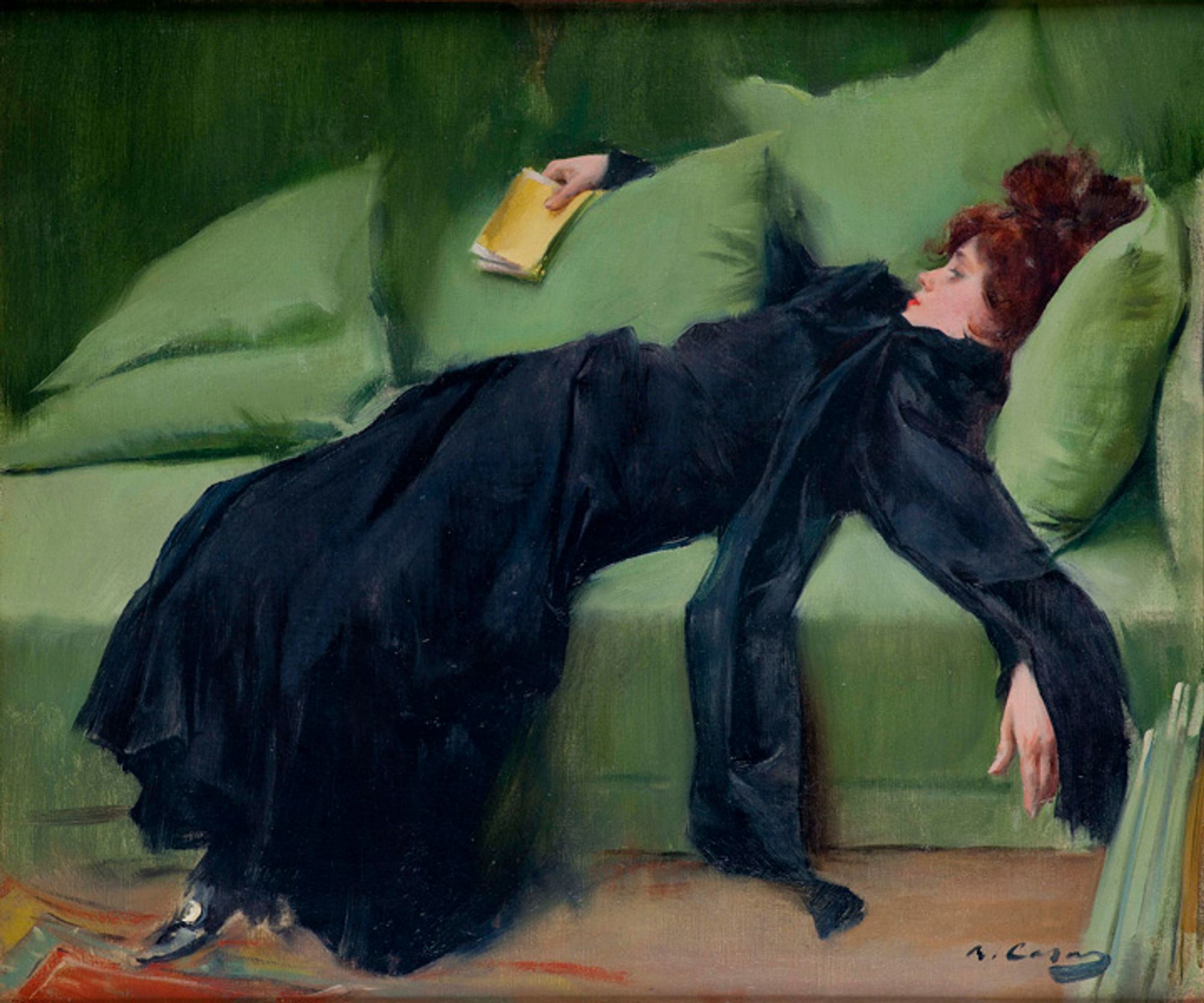 Gemälde des katalanischen Malers Ramon Casas (1866-1932). Es trägt dent Titel "Jove decadent" (engl.: "Decadent young woman. After the dance") und entstand 1899.