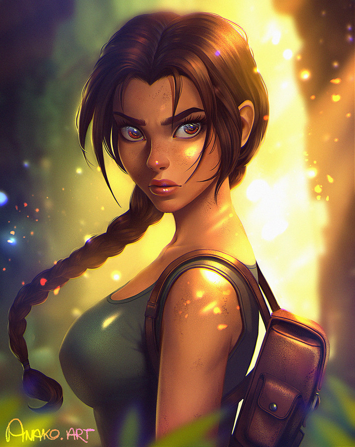 Fanart painting of a classic Lara Croft.