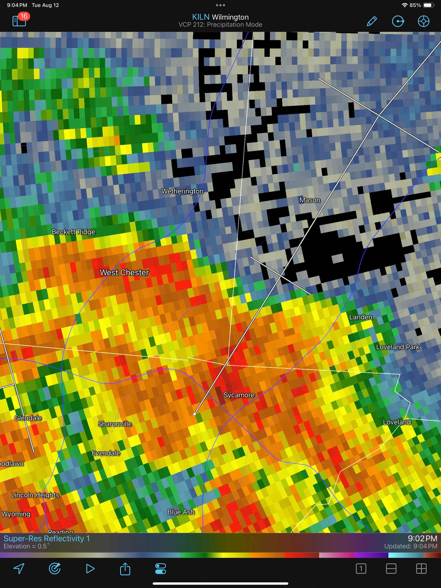 Radar from Cincinnati showing a big storm