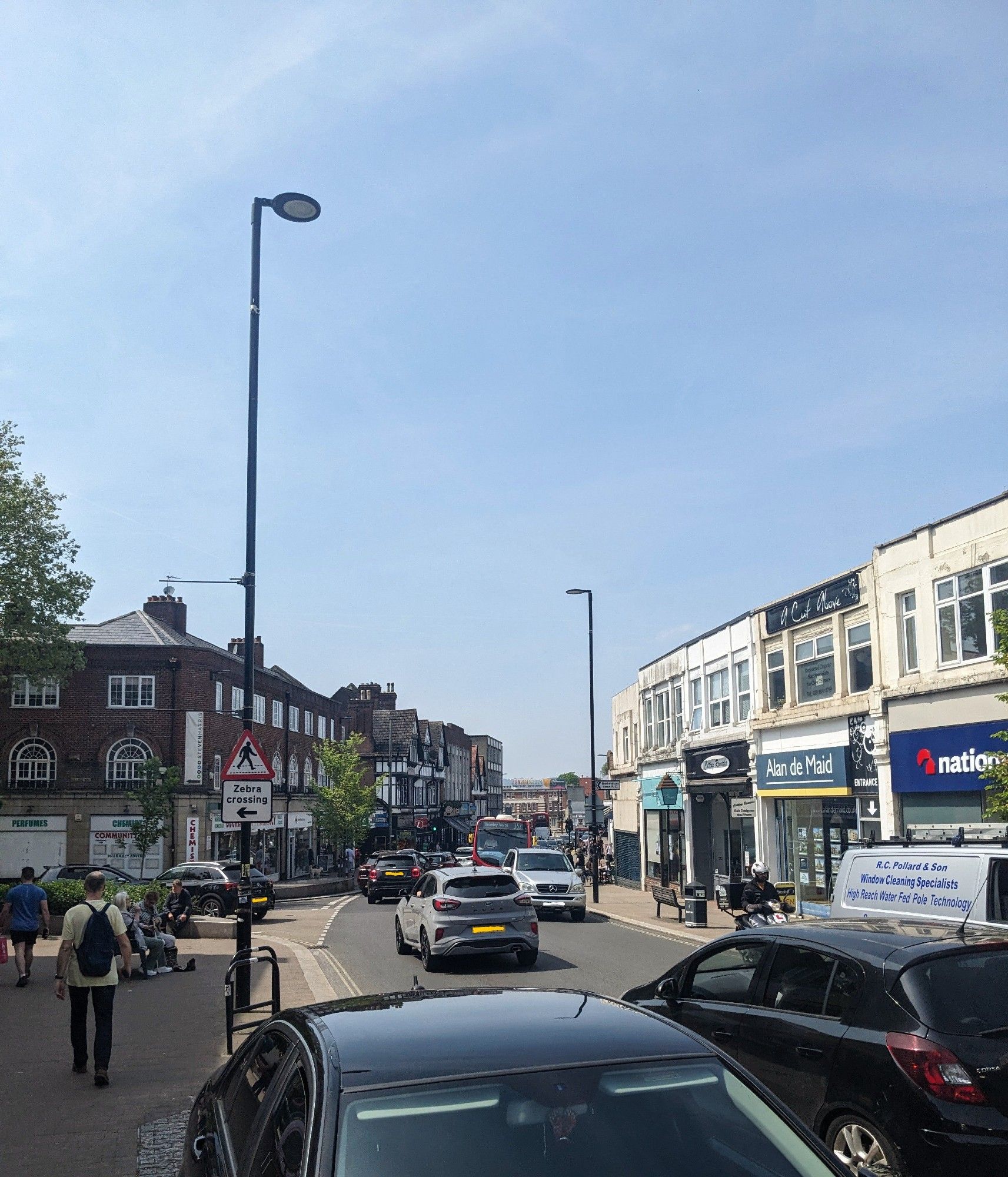 Picture of Beckenham High Street showing congested traffic and on-street parking