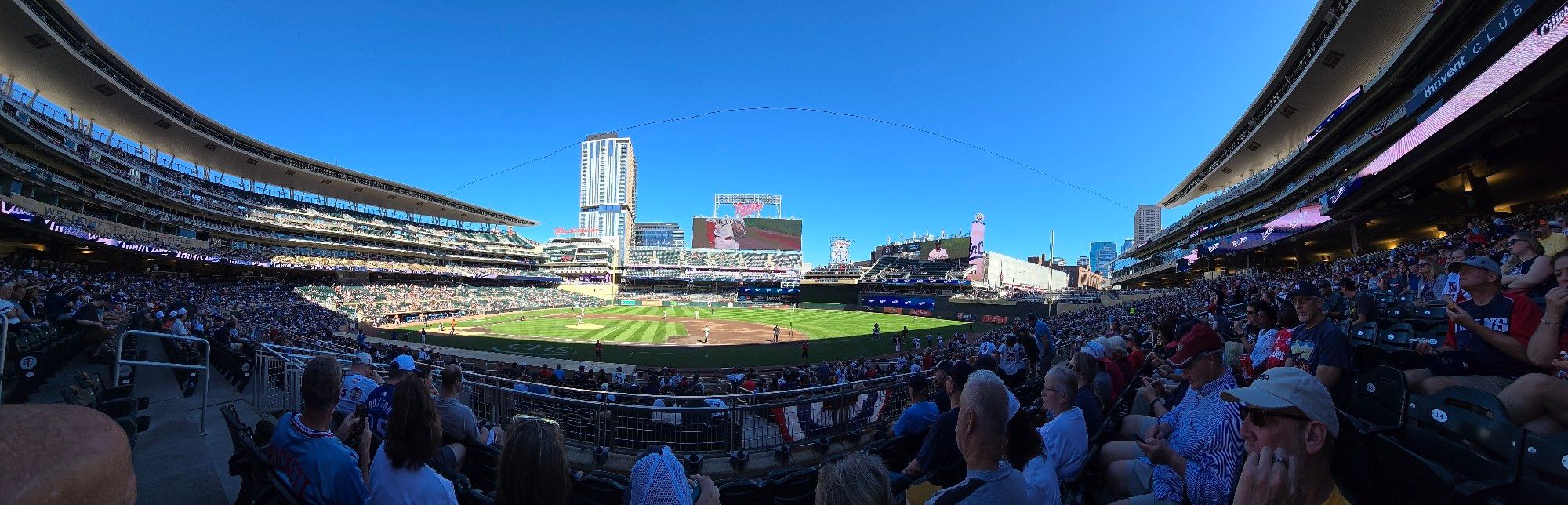 Panoramic photo of 1/3 full, at best, Target Field