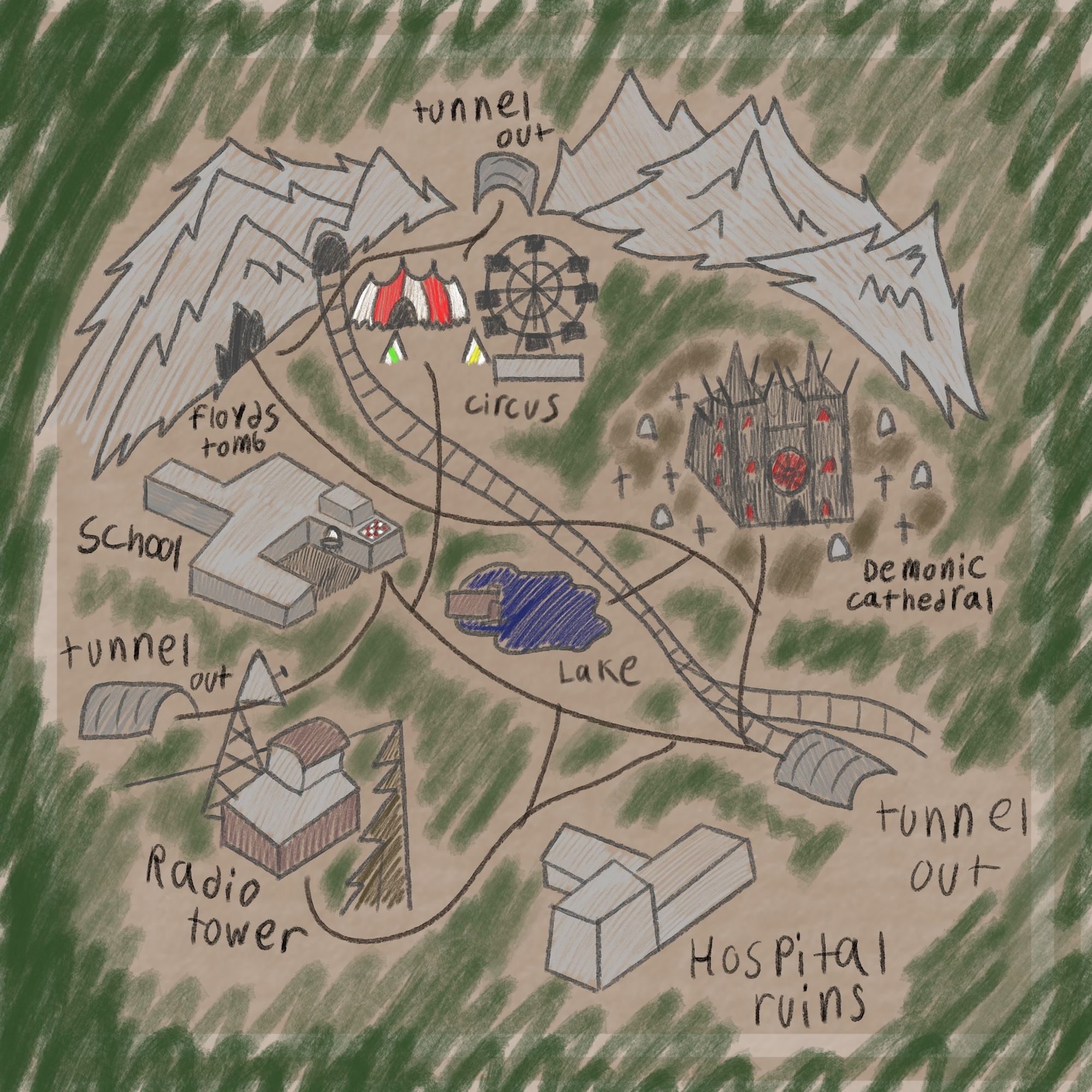 A Map of the black forest and where everyone's at

Creep crew(slender-school)
Slenderman
Sally williams
masky/tim wright
hoody/brian thomas
Ben drowned (tech demon)
Herobrine (tech demon)
Jeff the kill/ jeffrey Satsujin
Nina the kill/ nina hopkins
Eyeless lulu/lucy Greatfeild
Homicidal liu/ liu Satsujin
Clockwork/ Natalie Ouellette
Ticci toby/ toby rogers

Zalgo (demonic cathedral/z-gang)
Zalgo
lazari swann
Jane the kill/ jane Arkensaw
Bloody Painter/Helen Otis
The Puppeteer/Jonathan Blake
Kagekao
Photo-Negative Mickey and Suice Mouse(tech demon)

The operator (radio tower/the proxies)
The operator
Skully
X-virus/cody rogers
Kate the chaser/Kate Milens

Black forest/Non-black forest/non-pasta (unaffiliated)
Randy warren (non-pasta)
chris hopkins (non-pasta)

Jeff woods (small group)
Liu woods (small group)
Jeffery hodek (small group)
Luis hodek (small group)

Jane the kill/ Jane Richardson (non-blackforest)
Smile dog (tech demon)(non-blackforest)
Username: 666 (tech demon)(non-blackfor