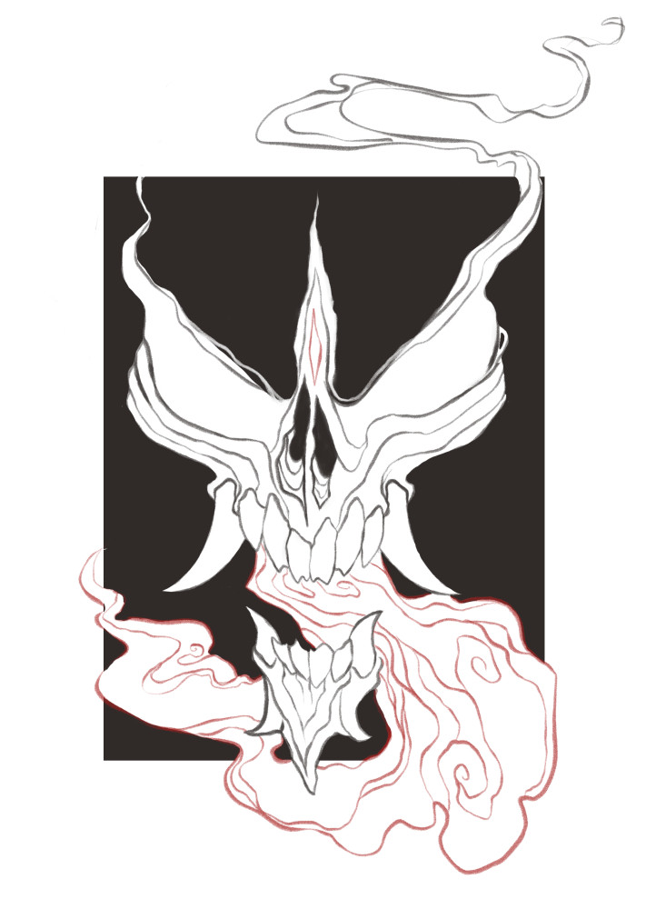 so i remade it into an tattoo design. i want to get it someday (its grimmsnarl)