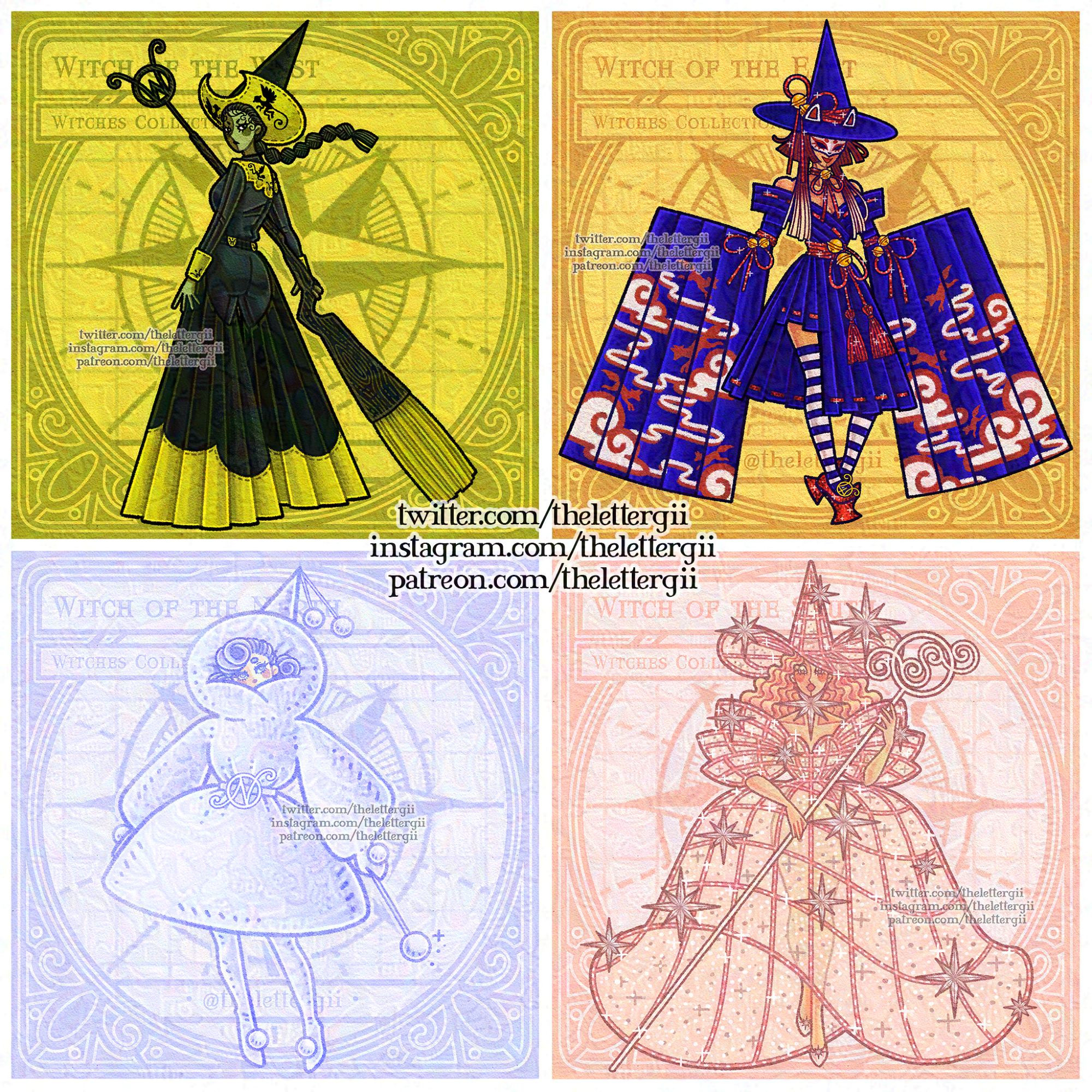 Four witches based on The Wizard of Oz and the cardinal directions.