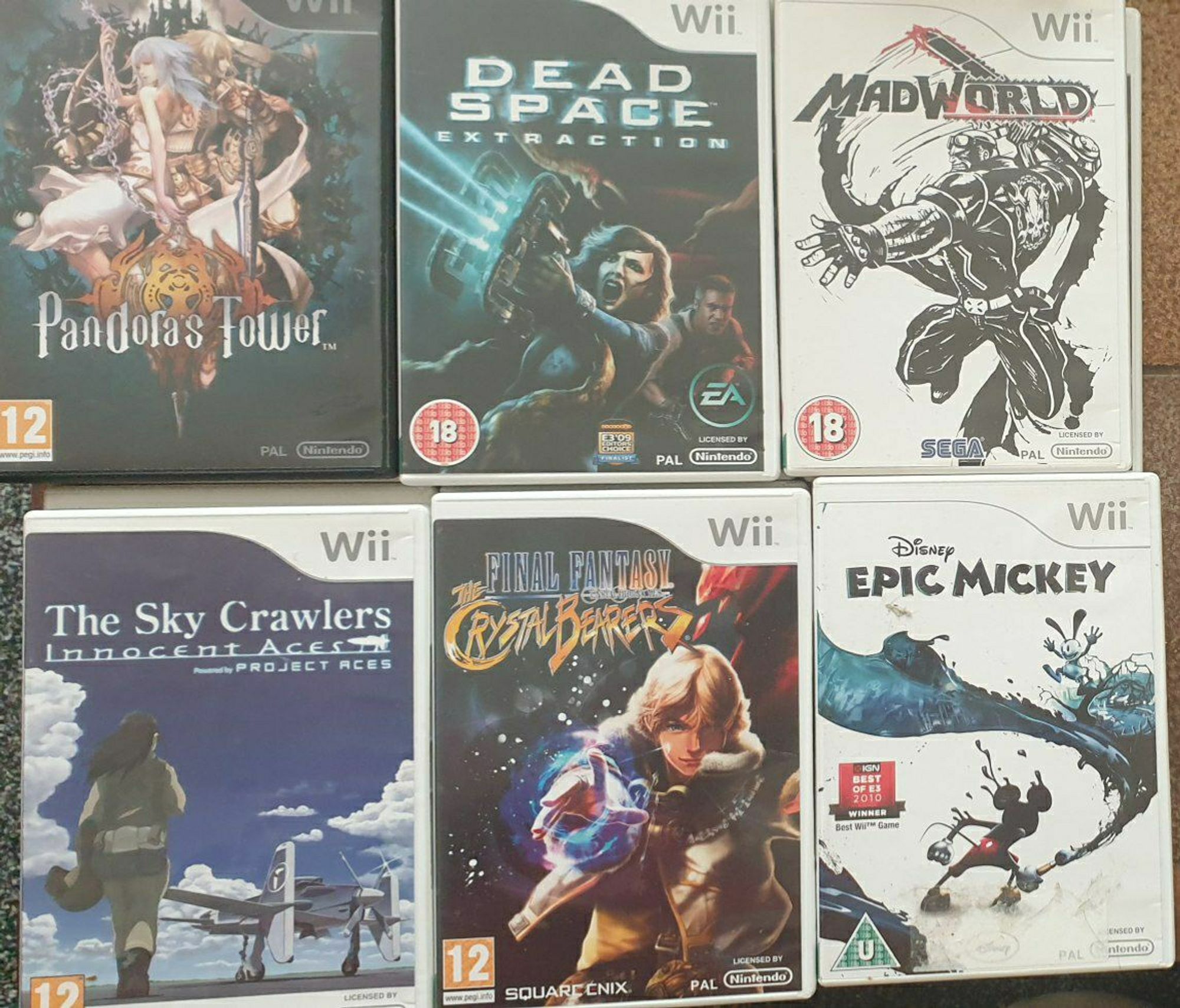 Pandora's Tower, Dead Space Extraction, Mad World Sky Crawlers, Crystal Bearers, Epic Mickey