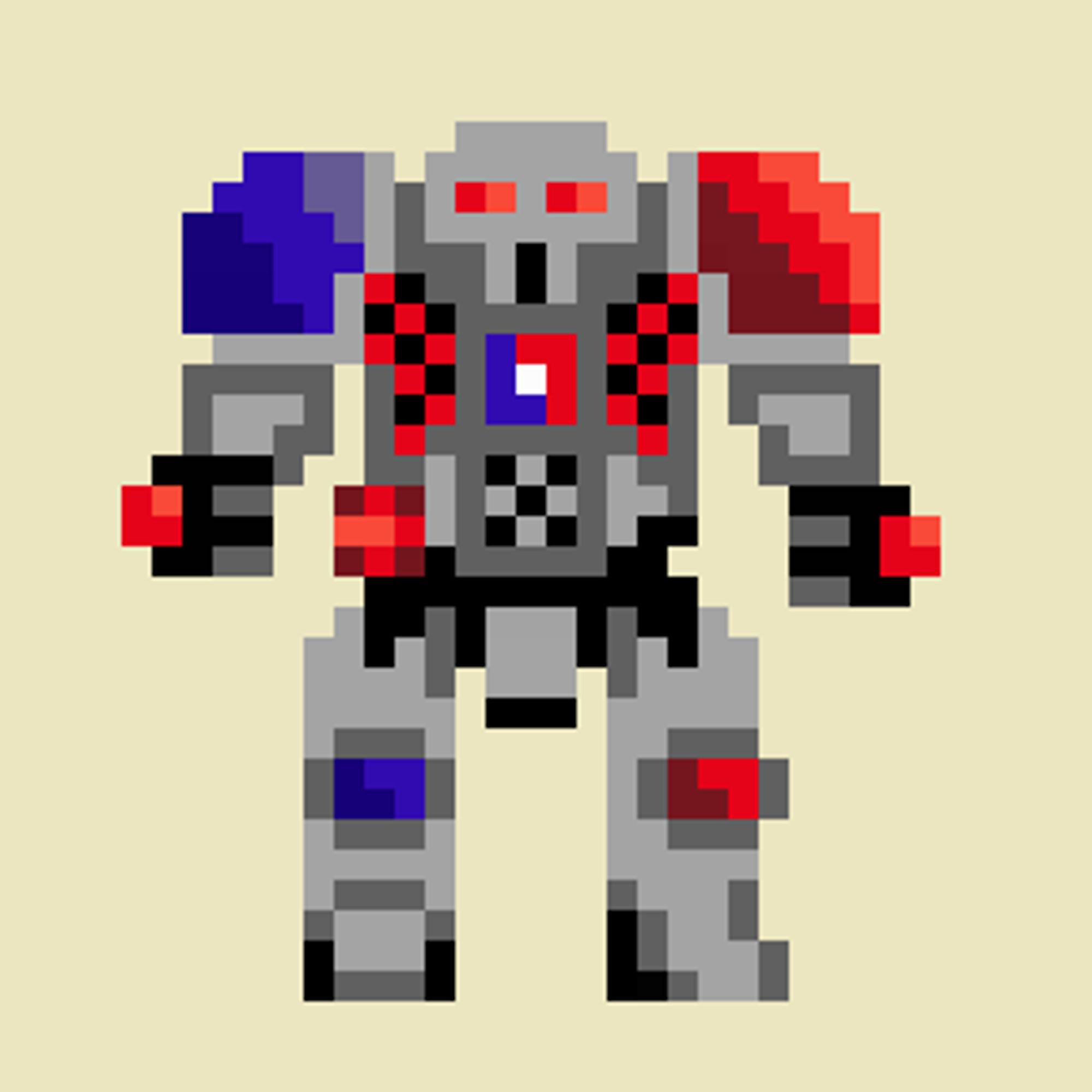 A very small (25x25 pixels) pixel version of the AS7-D Atlas from BattleTech.