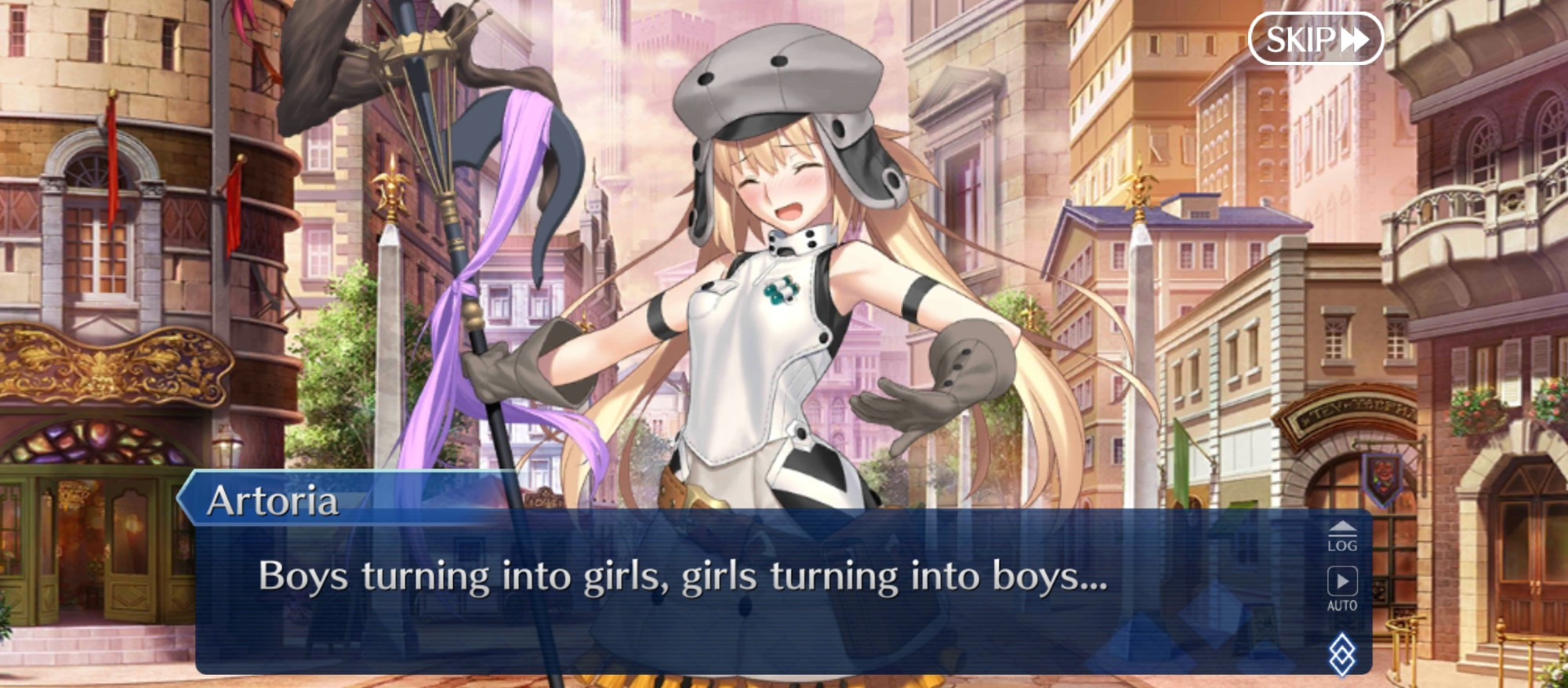 Arturia Caster from Fate/Grand Order daydreaming about "Boys turning into girls" and "girls turning into boys" 