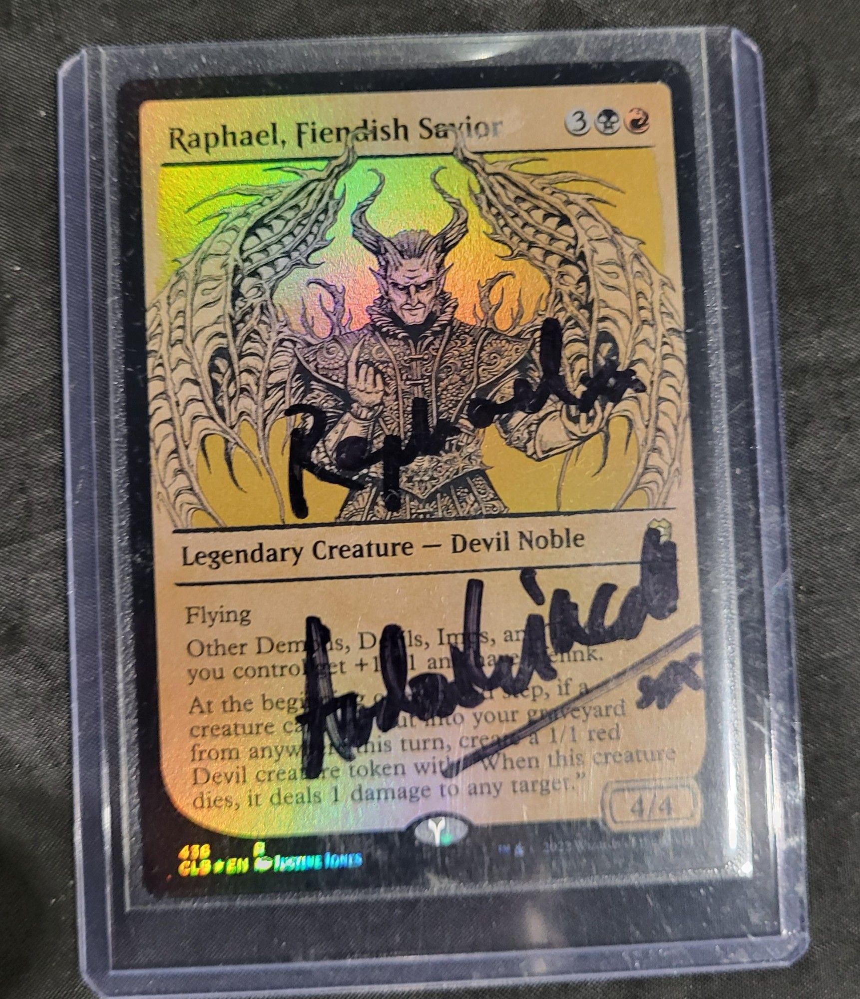 A Magic: The Gathering card of Raphael from Baldur's Gate 3, signed by his VA, Andrew Wincott