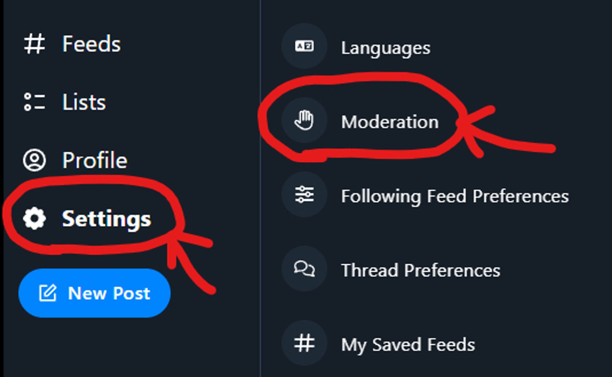 Go to the settings tab then click on Moderation