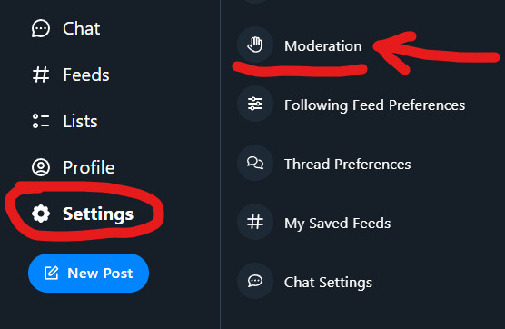 Go to Settings and then click on Moderation