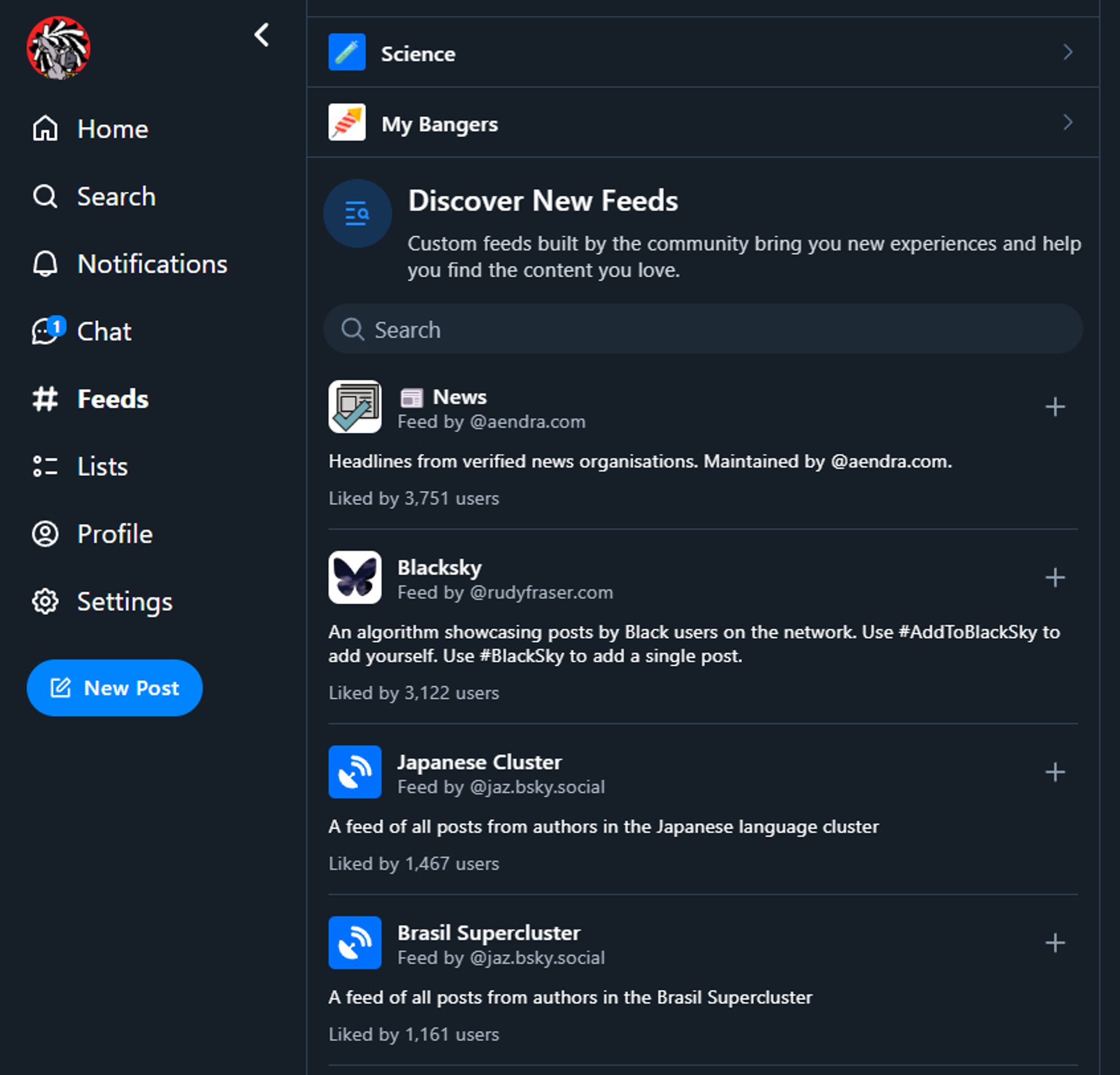 Click on the Feeds tab and then scroll down until you find DISCOVER NEW FEEDS. Search a special interest or scroll down through the list to find interesting feeds