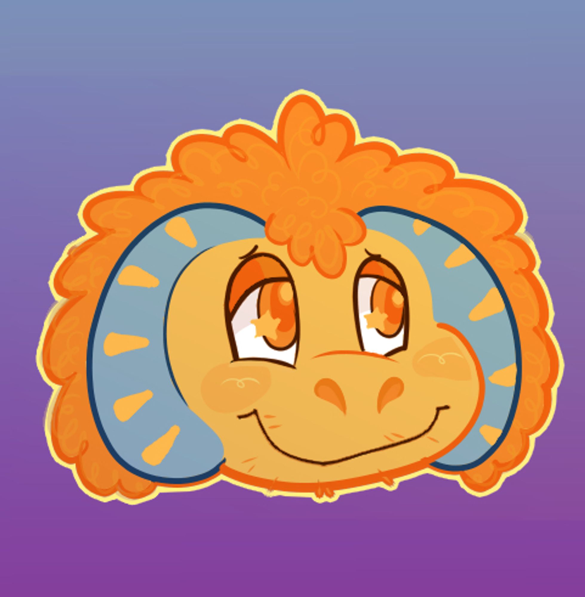 Digital drawing of an orangutan character's head (character belongs to rad-opossum)