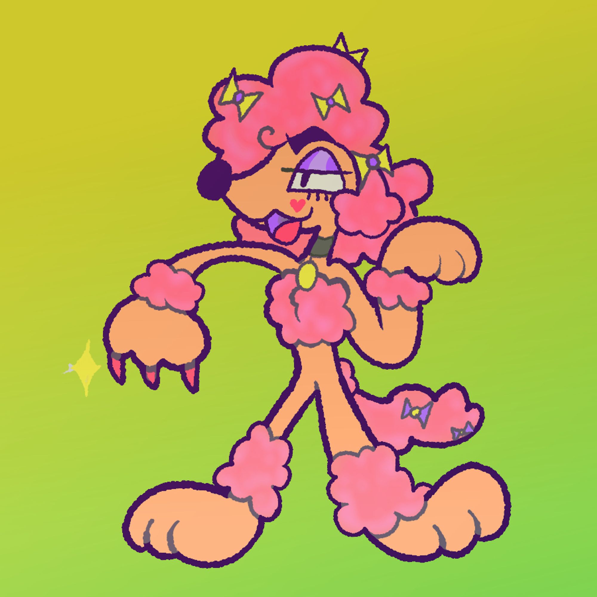 Stylized digital doodle of a pink anthro poodle