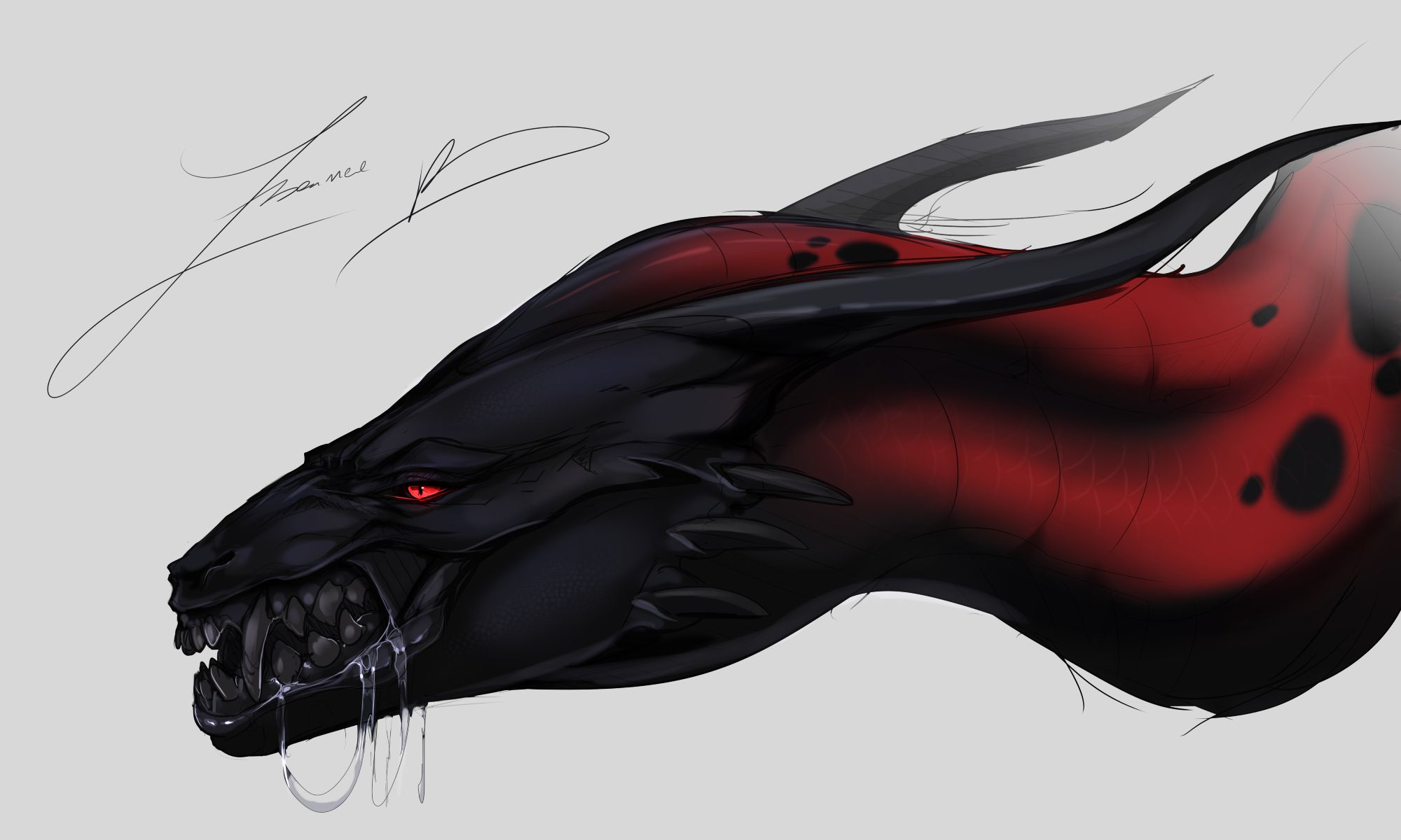 A red and black dragon