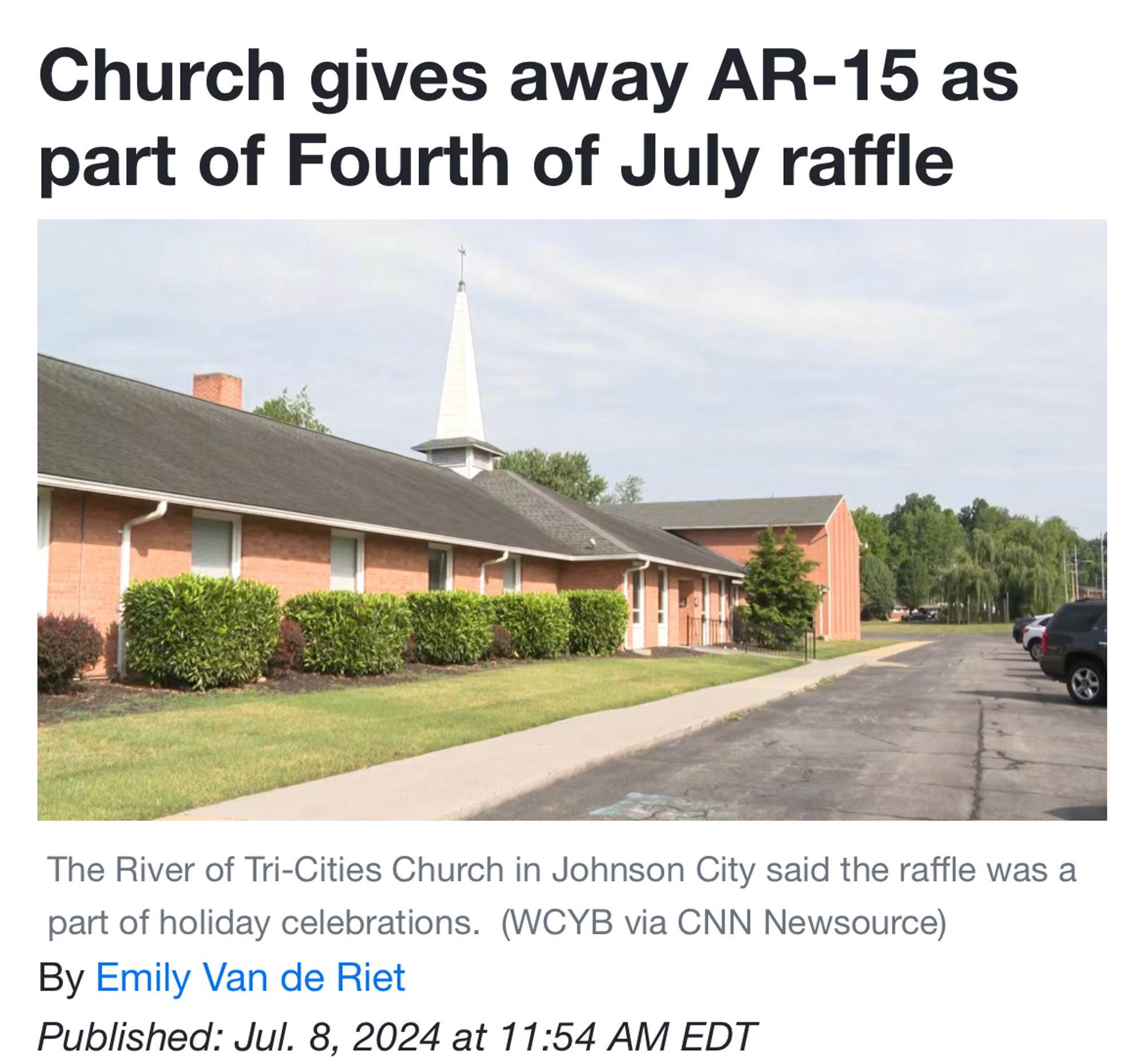 Church gives away AR-15 as part of Fourth of July raffle