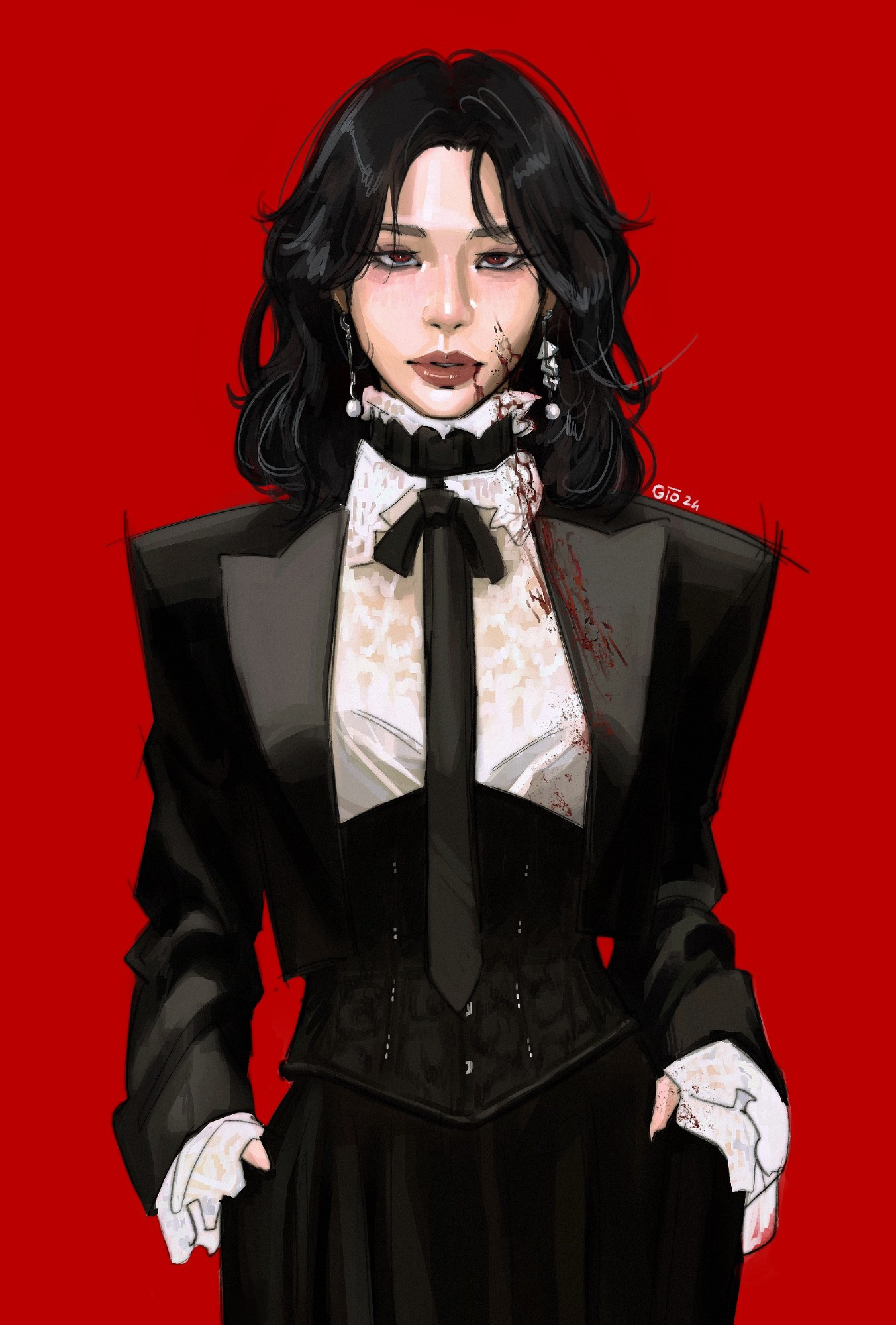 dreamcatcher jiu in a cool gothic outfit vampire drawing art for artists