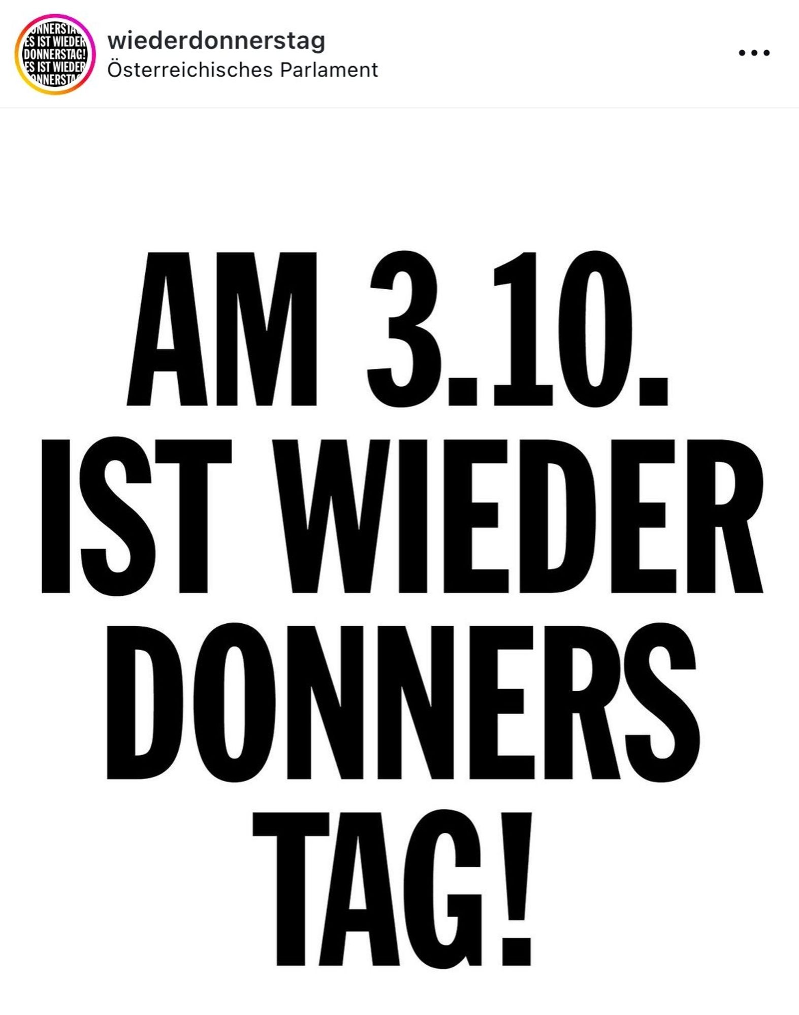 Am 3.10. ist wieder Donnerstag!