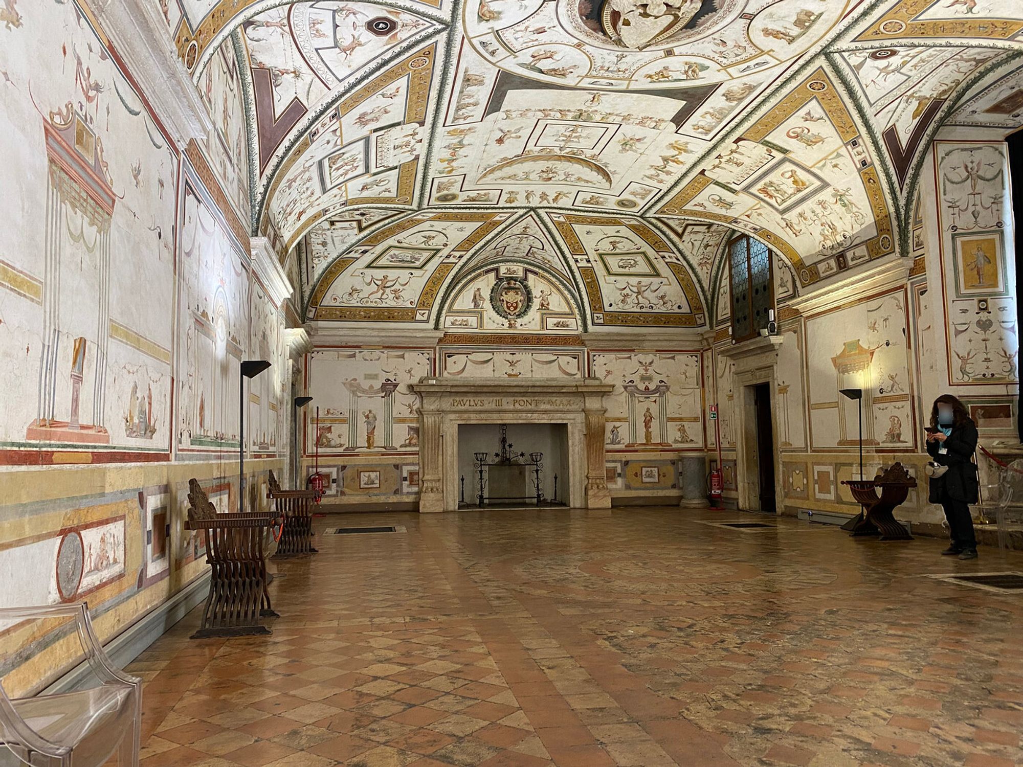 View of a room decorated with Renaissance-style grotesque wall paintings