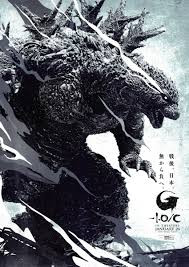 Giant reptilian kaiju Godzilla is enraged in a poster for Godzilla Minus One.