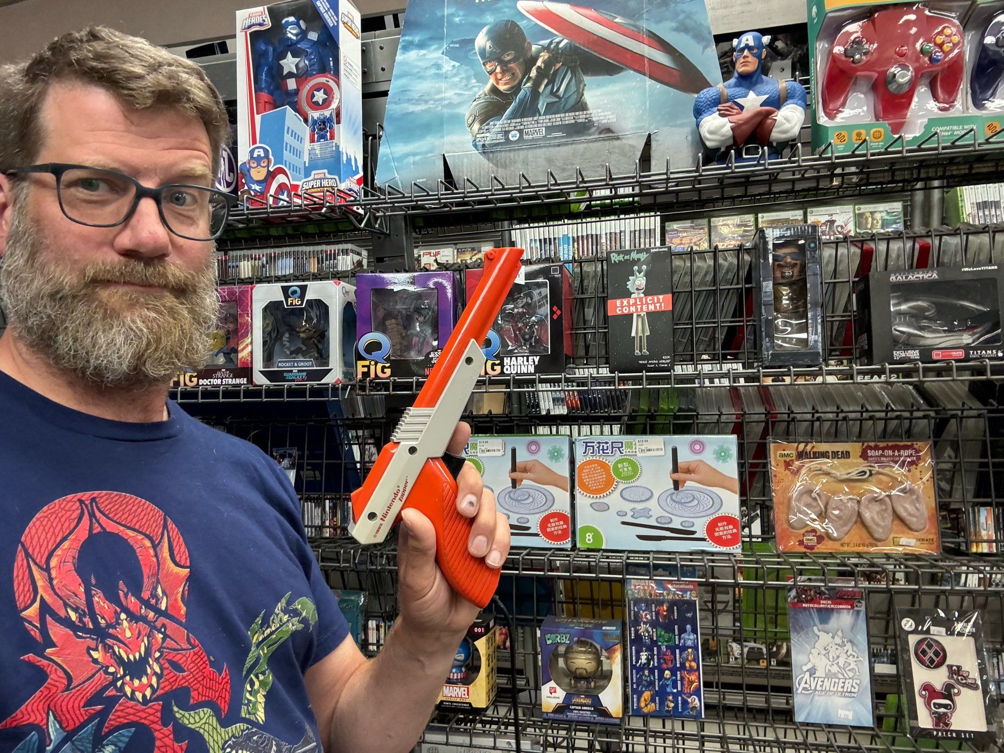 Bearded Captain with a Nintendo gun