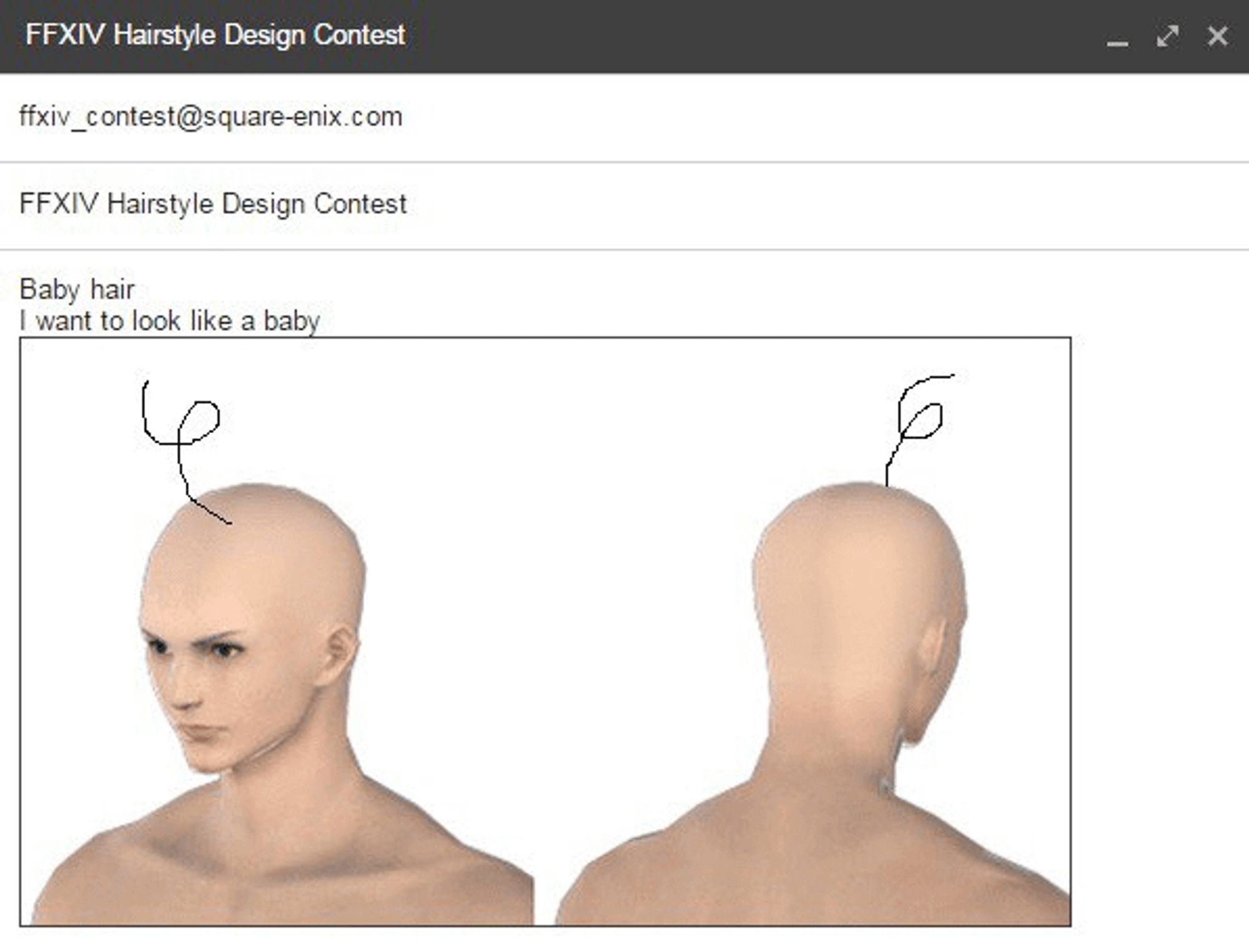 the "baby hair" entry from the ffxiv hair design contest