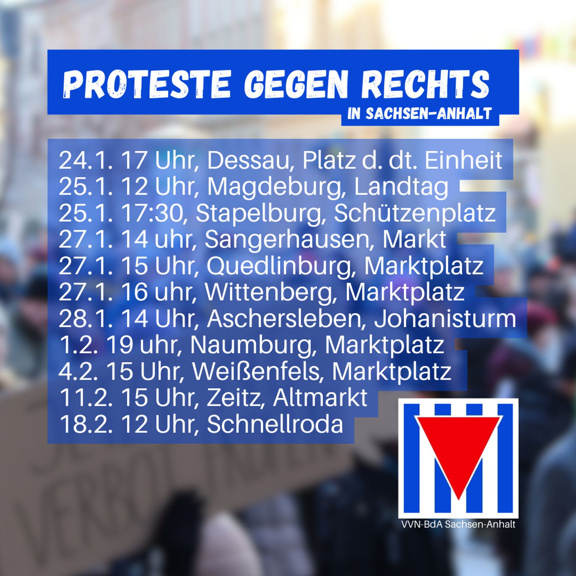 "Proteste gegen Rechts in Sachsen Anhalt"

Liste der Termine.