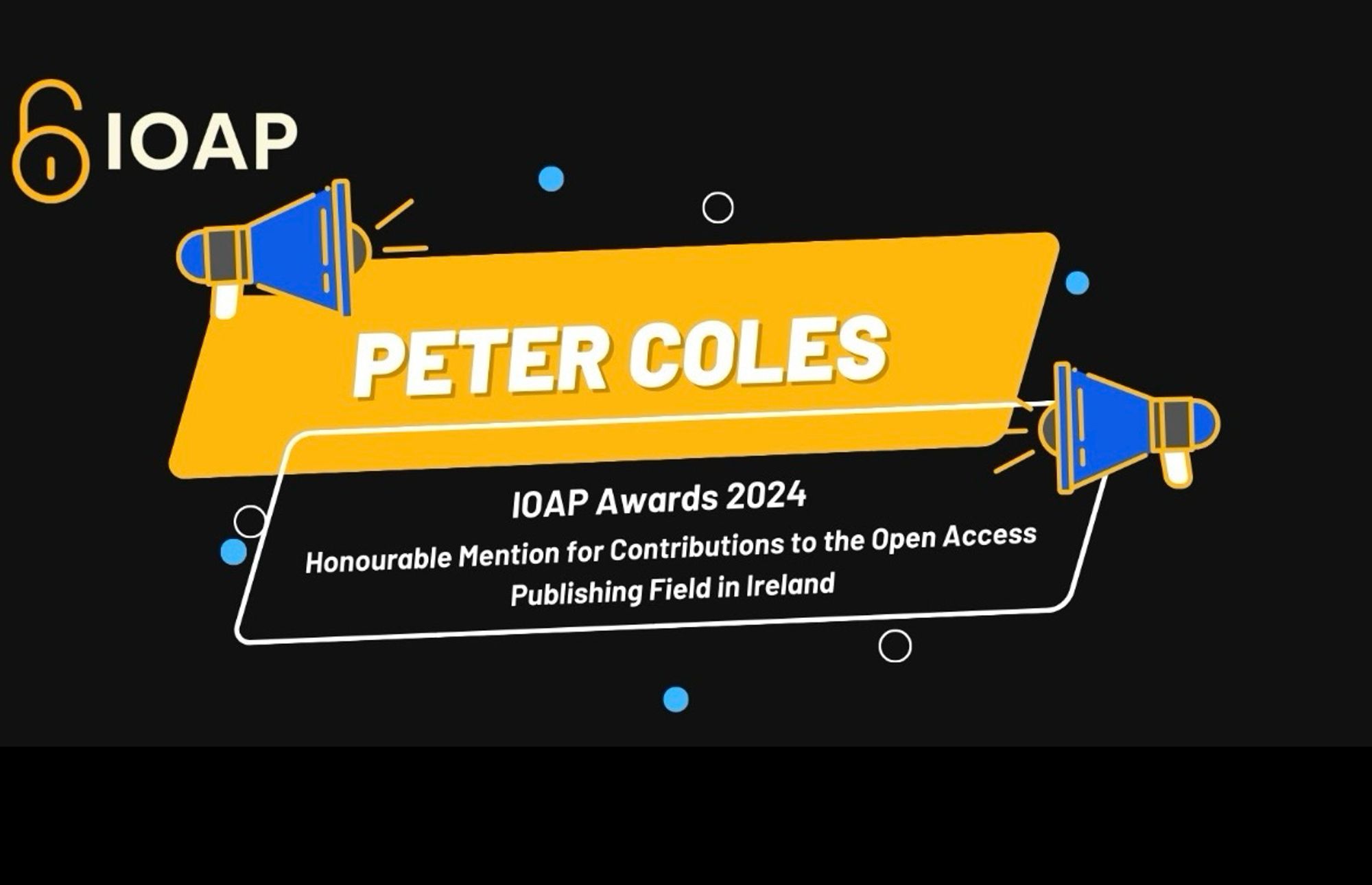 Irish Open Access Publishers Award Honourable Mention for Peter Coles