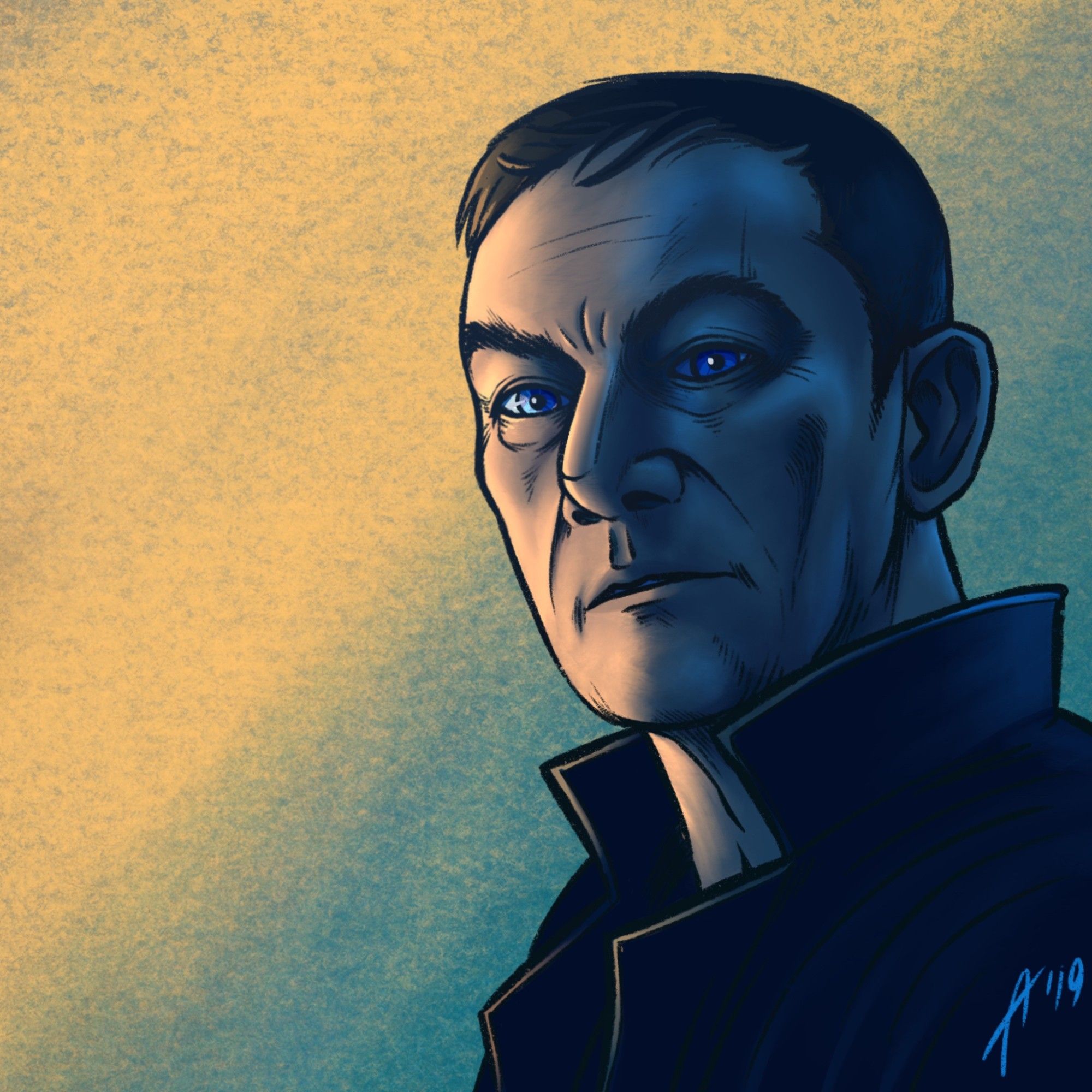 digital drawing (ipad, procreate): portrait of Captain Lorca from Star Trek: Discovery tv series