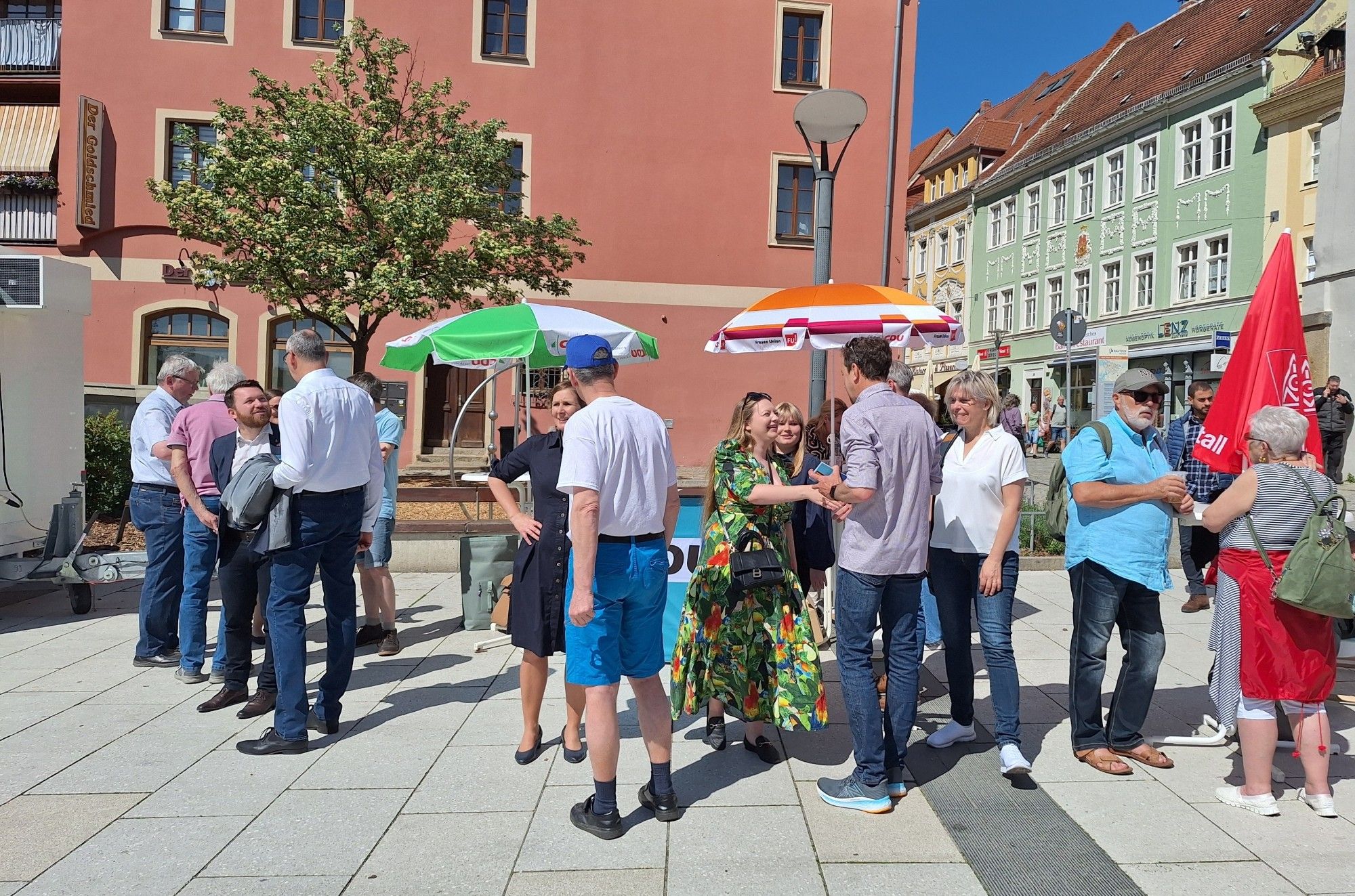 Stand der CDU auf dem Kornmarkt am 1. Mai 2024