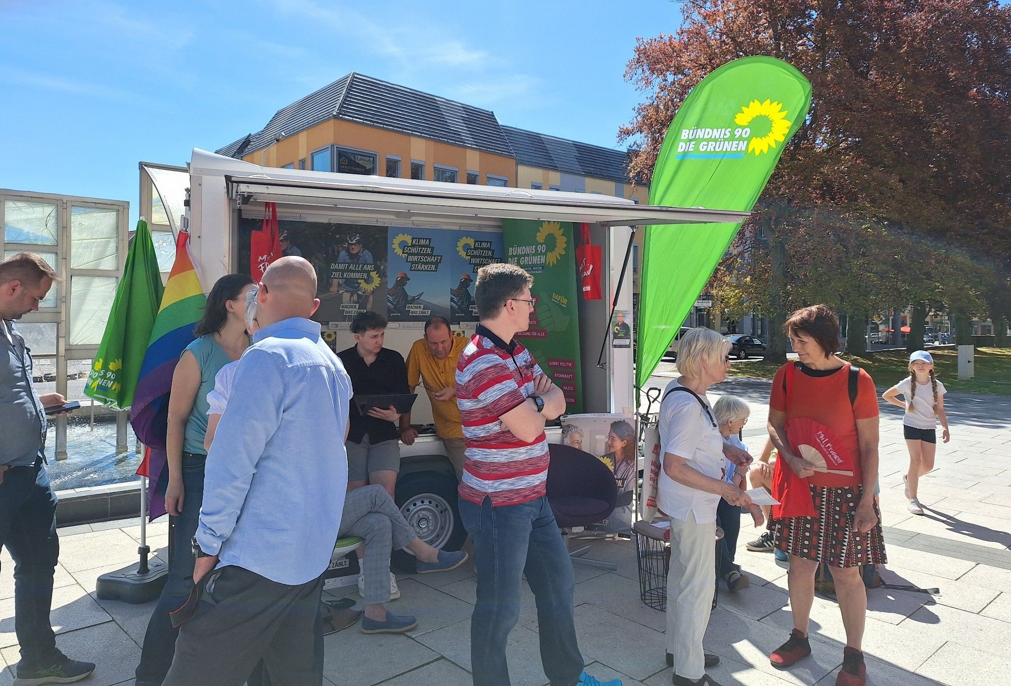 Stand der Grünen auf dem Kornmarkt am 1. Mai 2024