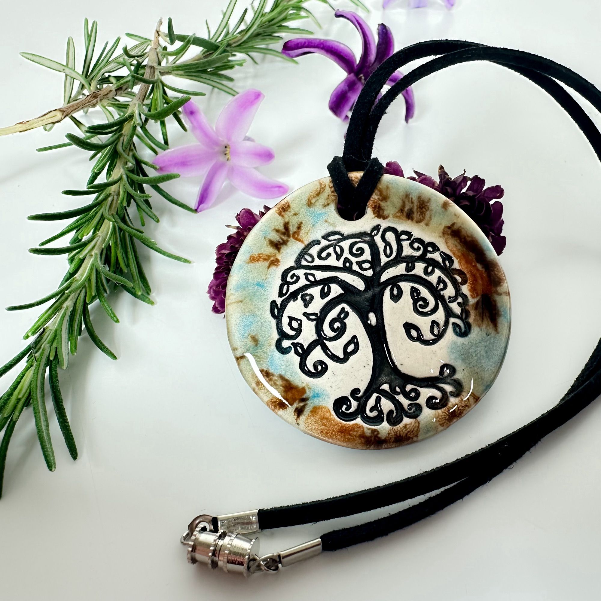 Ceramic tree pendant by surlyramics