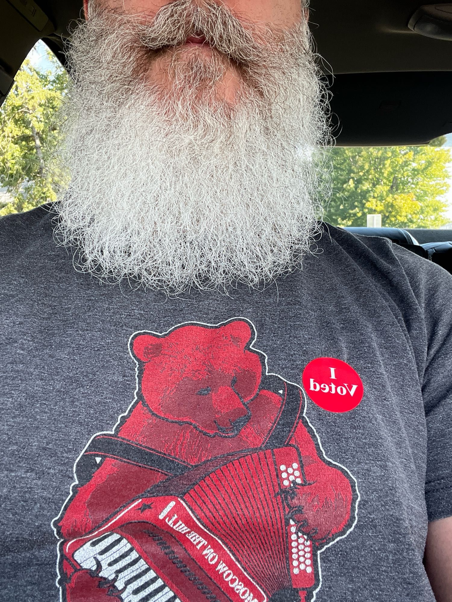 Selfie, with an eye voted sticker