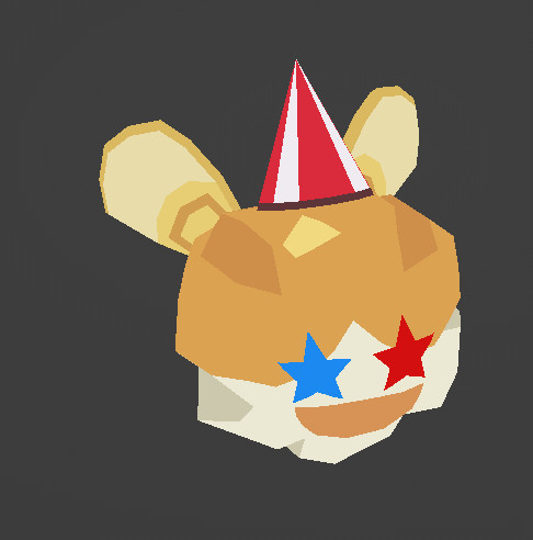 A piece of white popcorn with cheese covering it. It has two wings resembling popcorn kernels, making it a flying enemy. It has a red-and-white striped party hat. Its eyes are stars, its left one colored red and its right one colored blue. (Like Popcorn Cookie's glasses!)