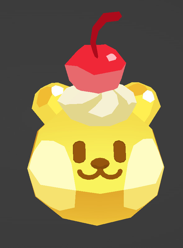 The world's Bear Jelly. Banana peel-yellow, with whipped cream and a cherry on top of its head.