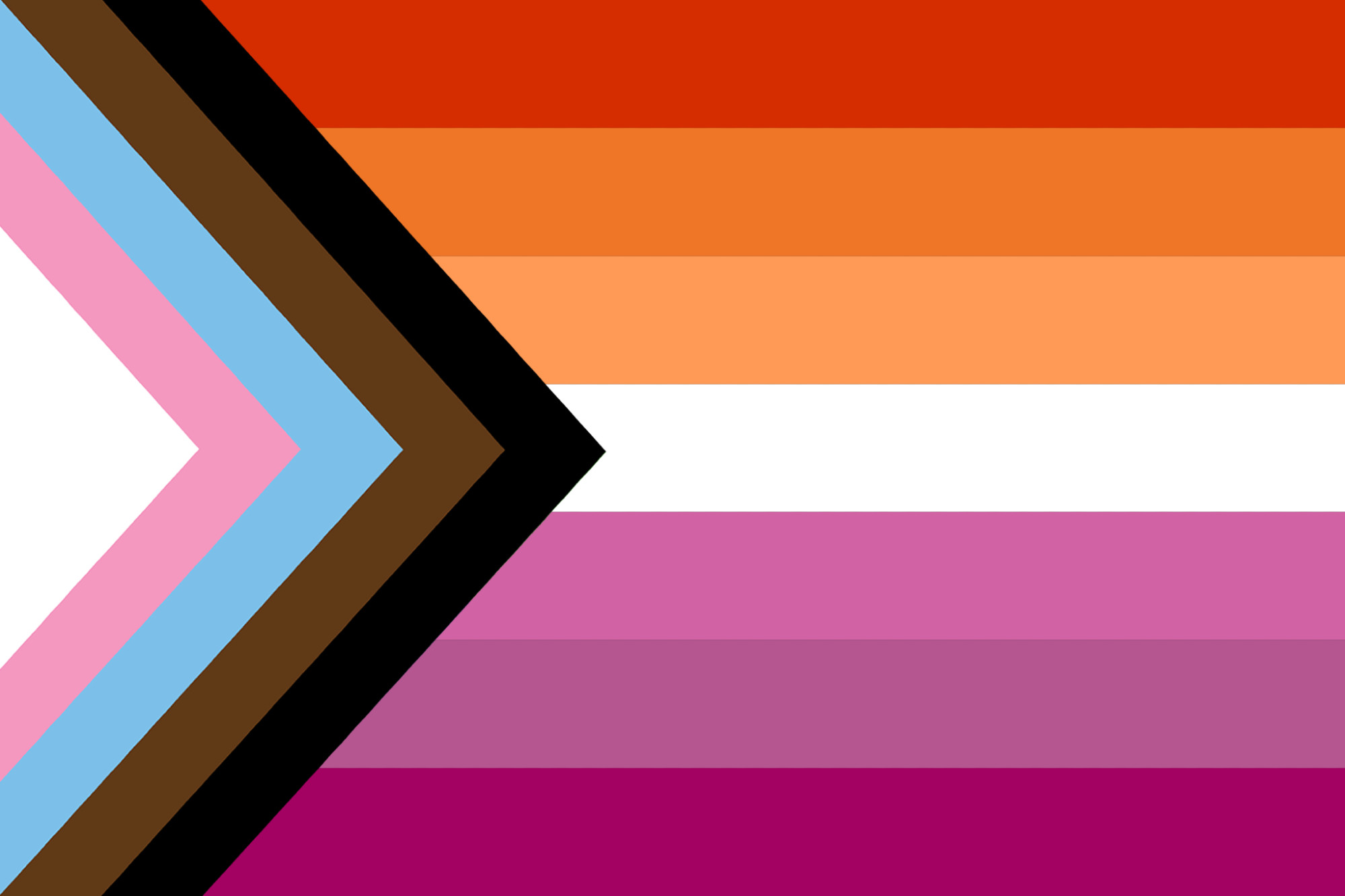 lesbian flag with the trans and PoC triangle from the pride progress flag