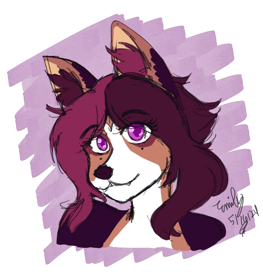 Sketch doodle of a corgi fursona named Emmy