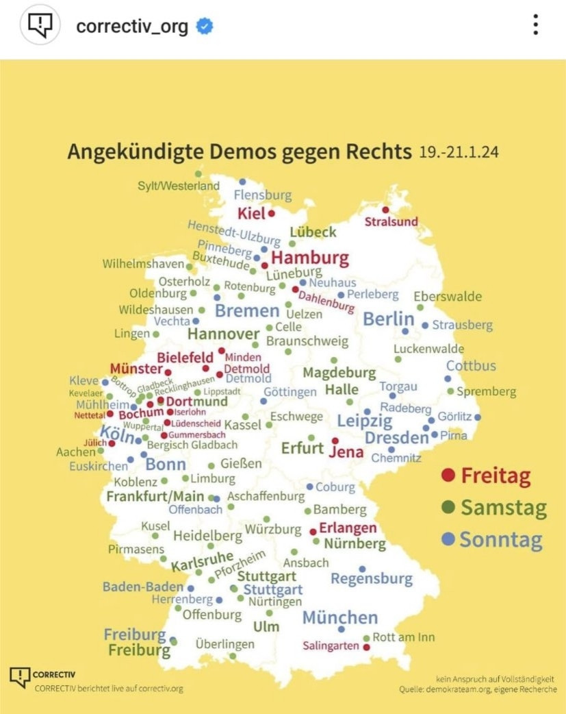 Einfach super!
Demonstrationen gegen Rechts!
Danke Correctiv 🙏
#rechtewellebrechen
#stuttgartgegenrechts
#noafd
#NieWieder 
#NazisRaus
#fcknazis
#FckFascism
#Stuttgart
#Demonstration
@correctiv_org